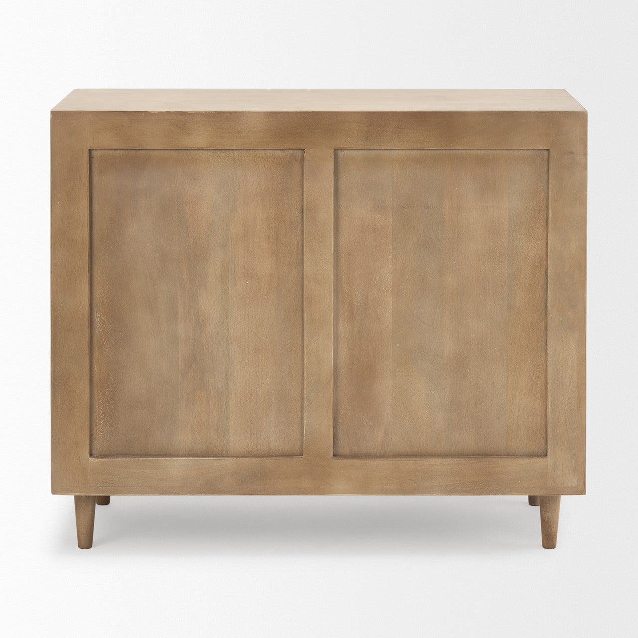 Tucker Light Brown Wood w/ Carved Arch Pattern 2 Door Accent Cabinet