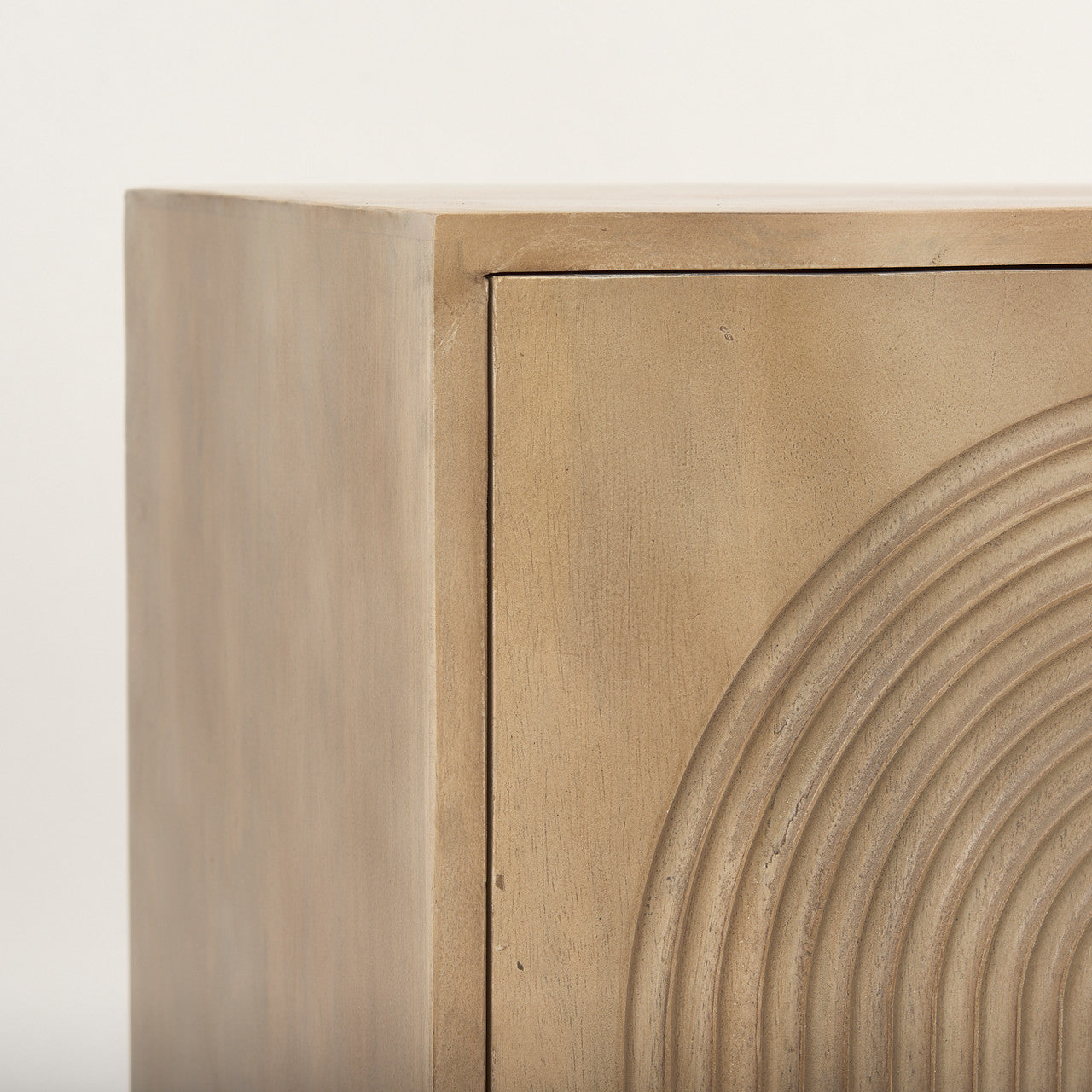 Tucker Light Brown Wood w/ Carved Arch Pattern 2 Door Accent Cabinet