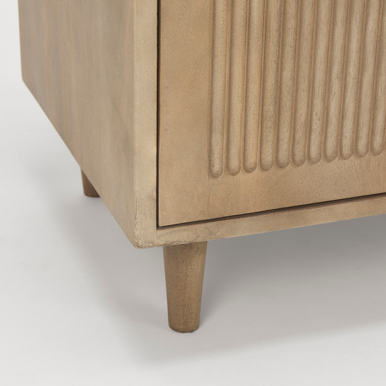 Tucker Light Brown Wood w/ Carved Arch Pattern 2 Door Accent Cabinet