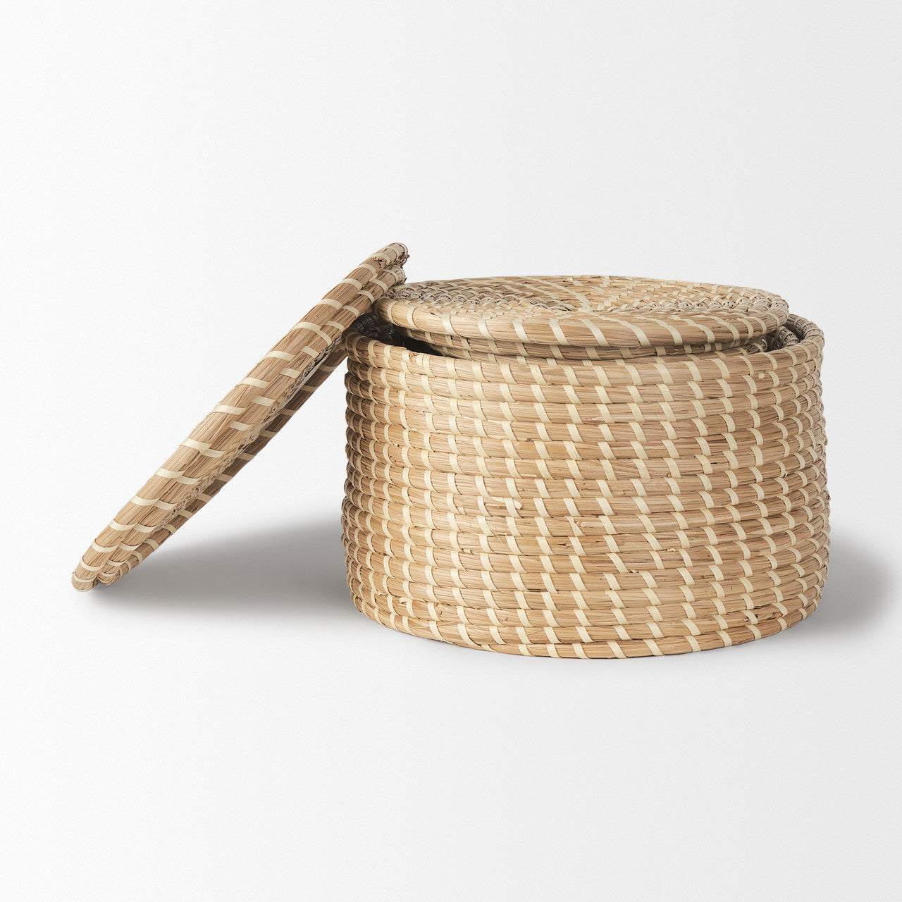 Kailini Set of 3 Nesting Seagrass & Palm Leaf Boxes with Lids