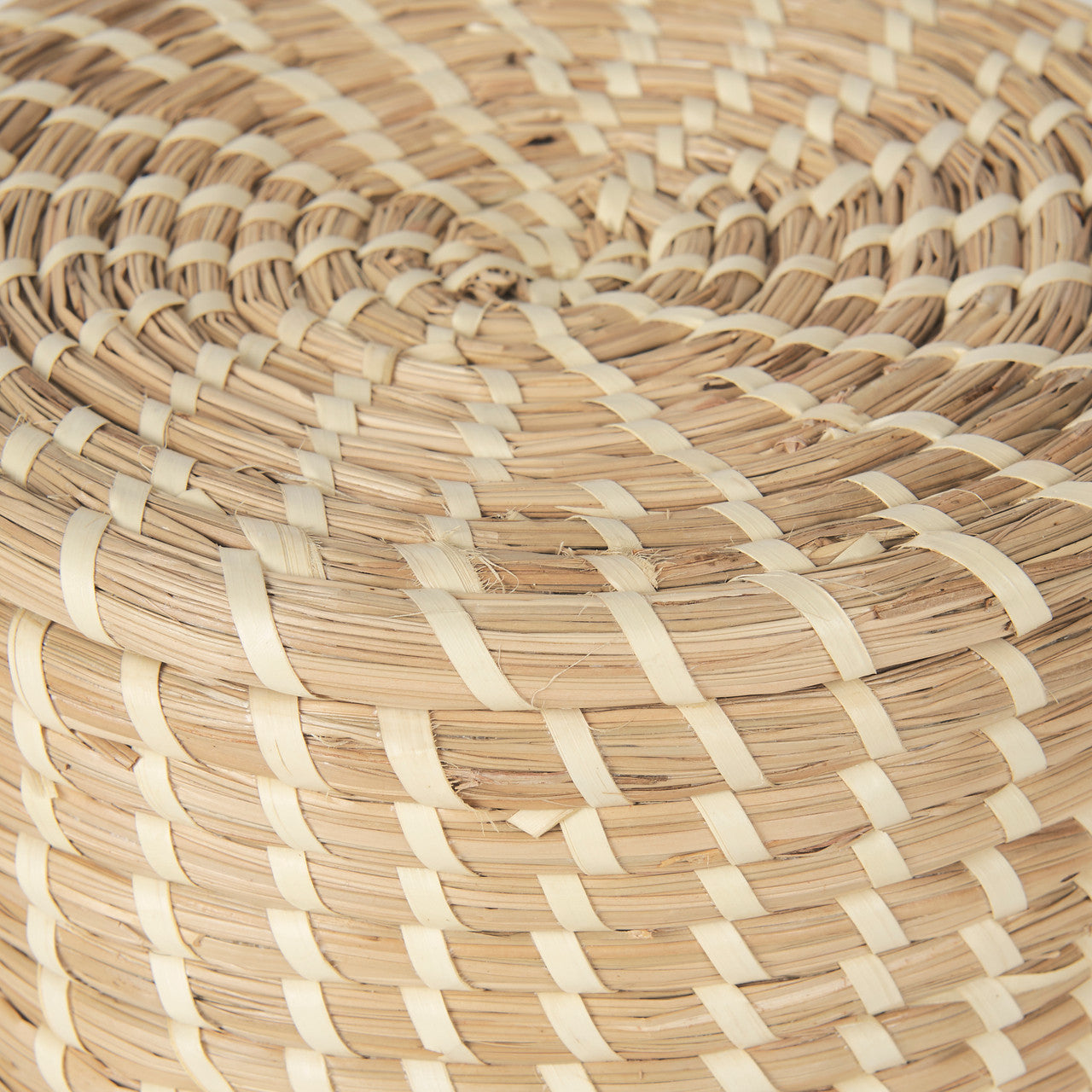 Kailini Set of 3 Nesting Seagrass & Palm Leaf Boxes with Lids