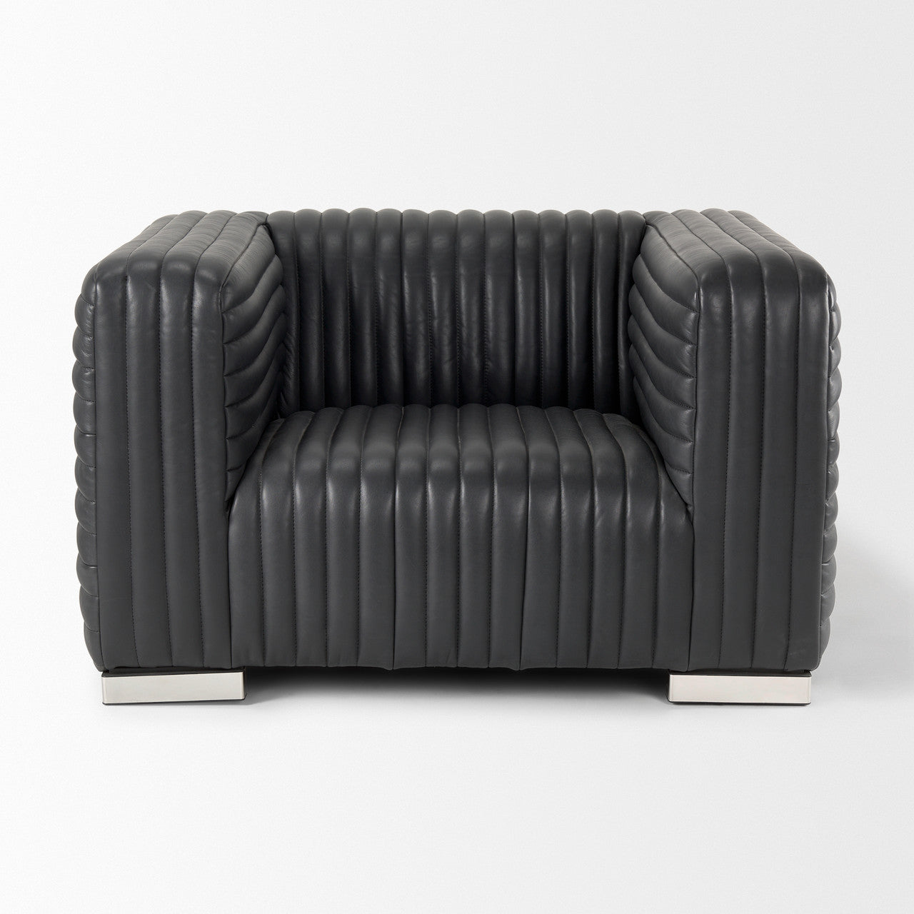 Ricciardo Black Leather Upholstered Arm Chair