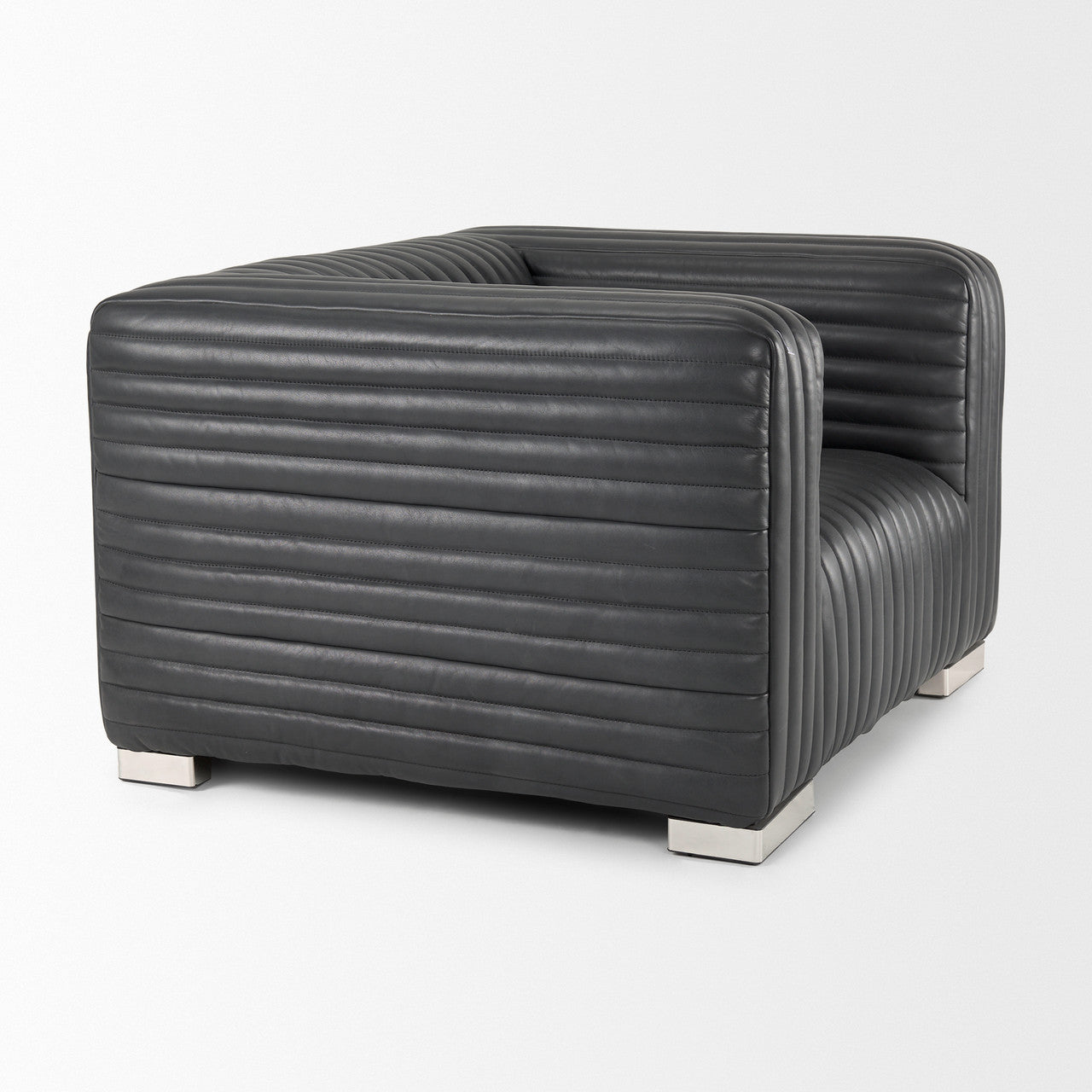 Ricciardo Black Leather Upholstered Arm Chair