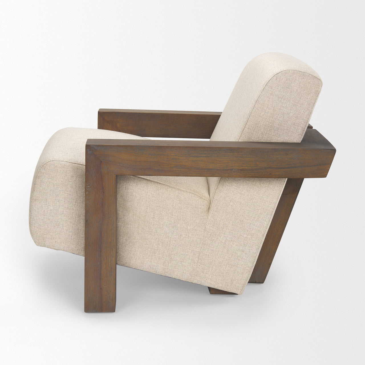Sovereign Oatmeal Fabric Upholstered w/ Solid Wood Frame Accent Chair