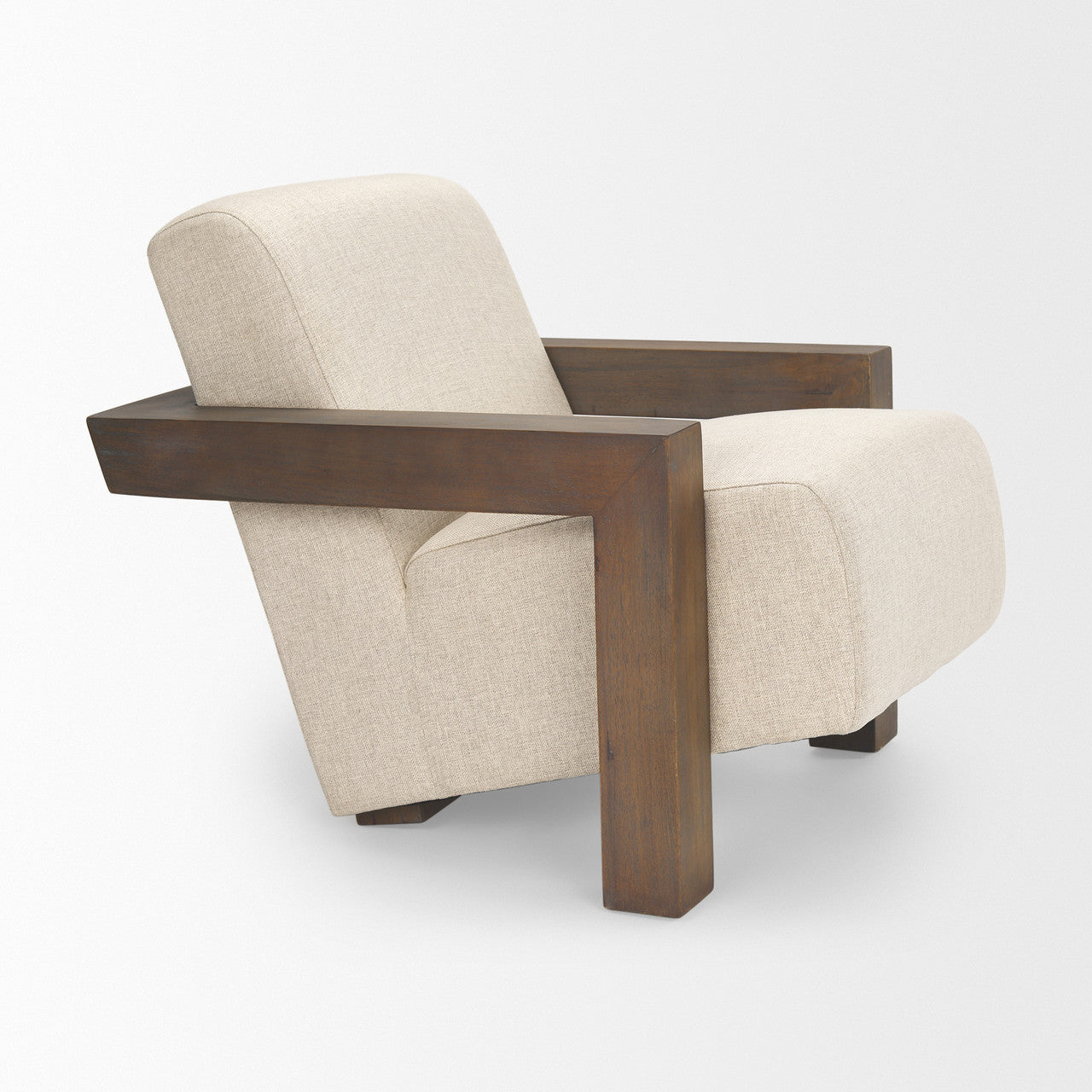Sovereign Oatmeal Fabric Upholstered w/ Solid Wood Frame Accent Chair