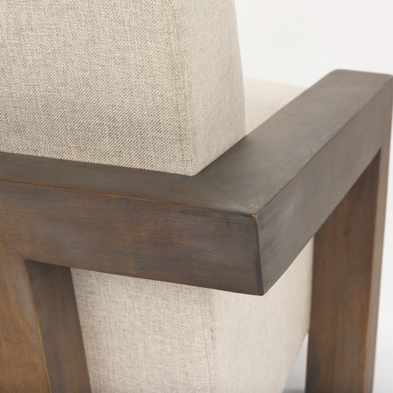 Sovereign Oatmeal Fabric Upholstered w/ Solid Wood Frame Accent Chair