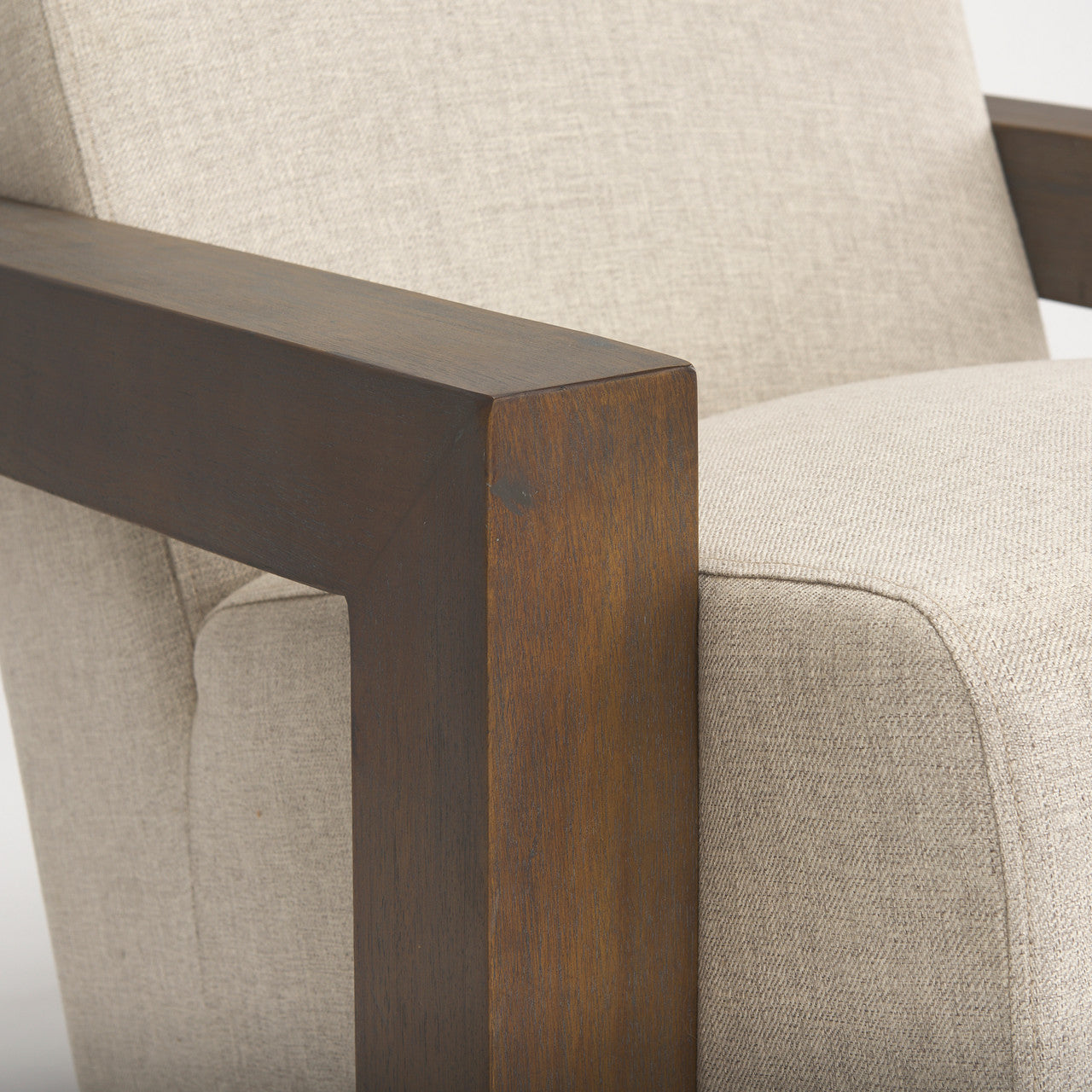 Sovereign Oatmeal Fabric Upholstered w/ Solid Wood Frame Accent Chair