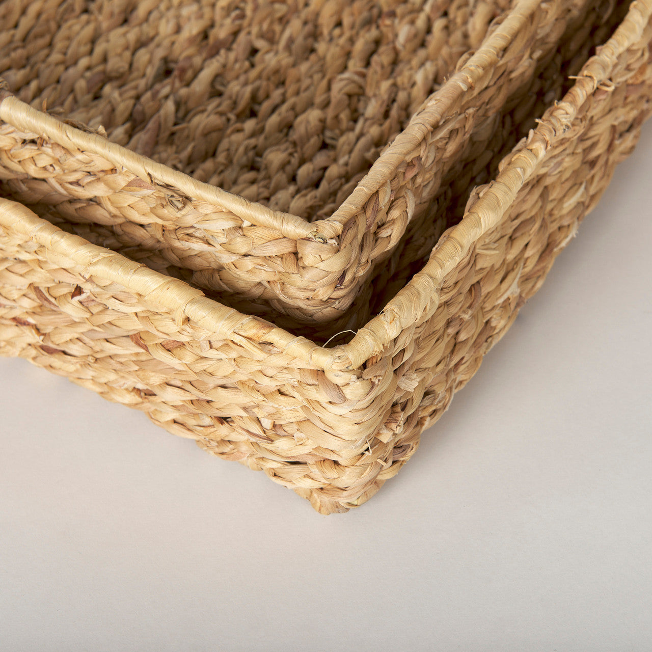 Hona Set of 2 Large Recatangular Nesting Water Hyacinth Trays