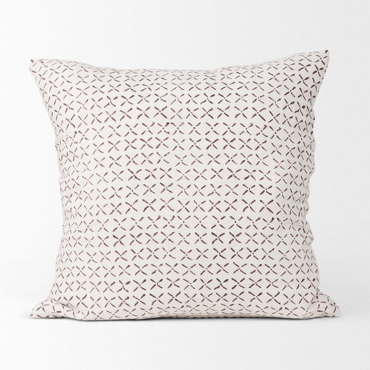 Jayden Cream w/ Merlot Print Linen Square Decorative Pillow Cover