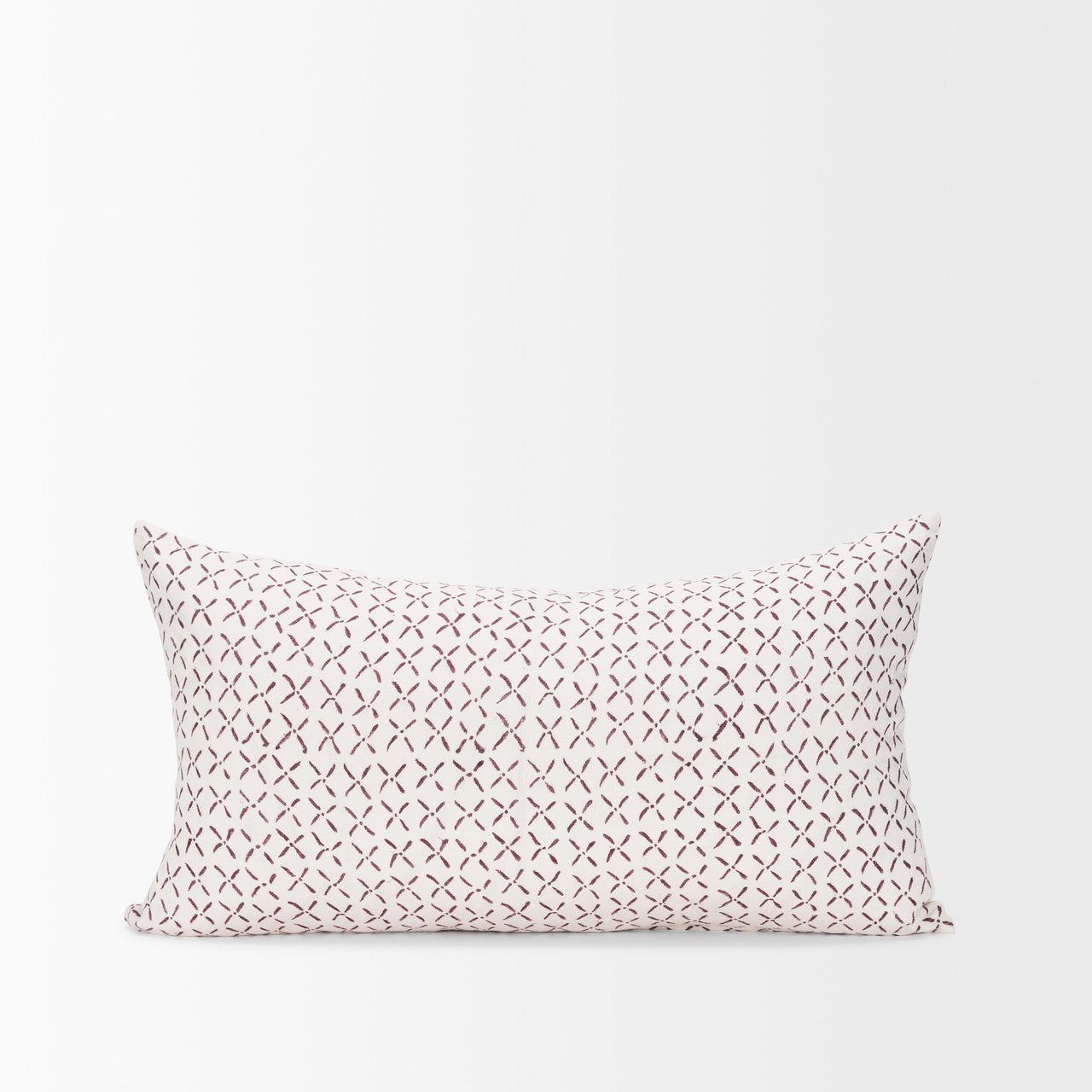 Jayden Cream w/ Merlot Print Linen Lumbar Decorative Pillow Cover