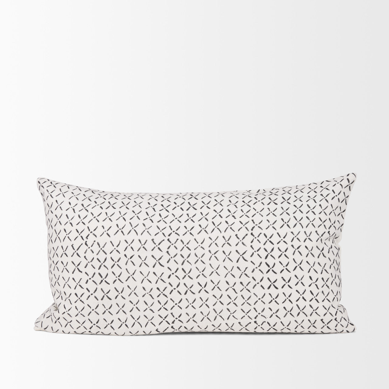 Jayden Cream w/ Black Print Linen Lumbar Decorative Pillow Cover