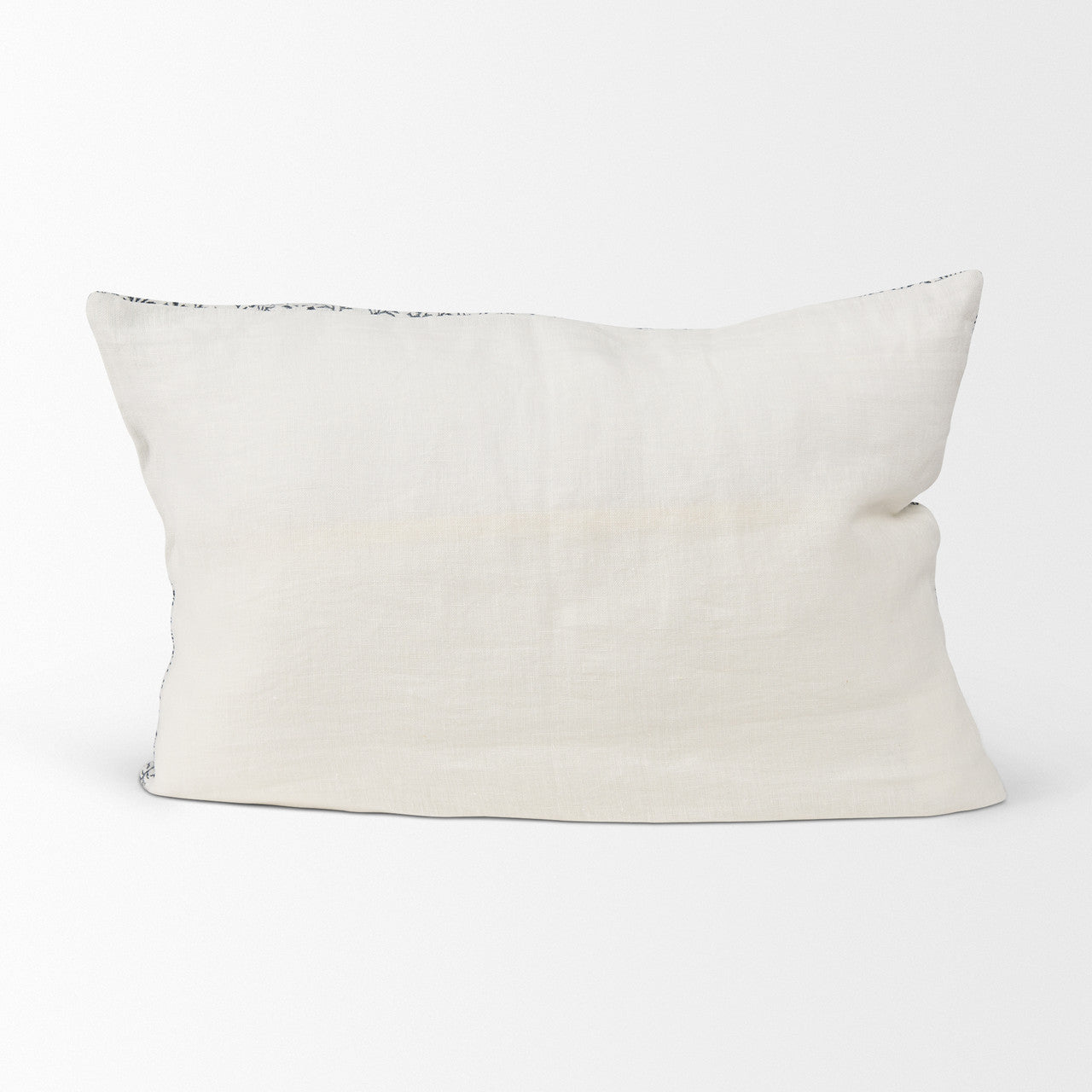 Jayne Cream w/ Indigo Print Linen Lumbar Decorative Pillow Cover