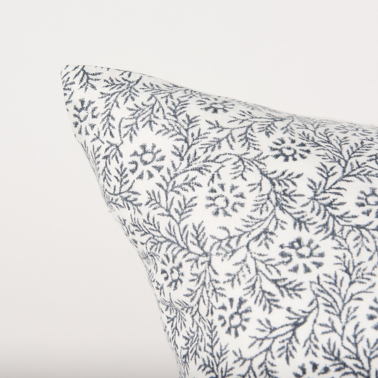 Jayne Cream w/ Indigo Print Linen Lumbar Decorative Pillow Cover