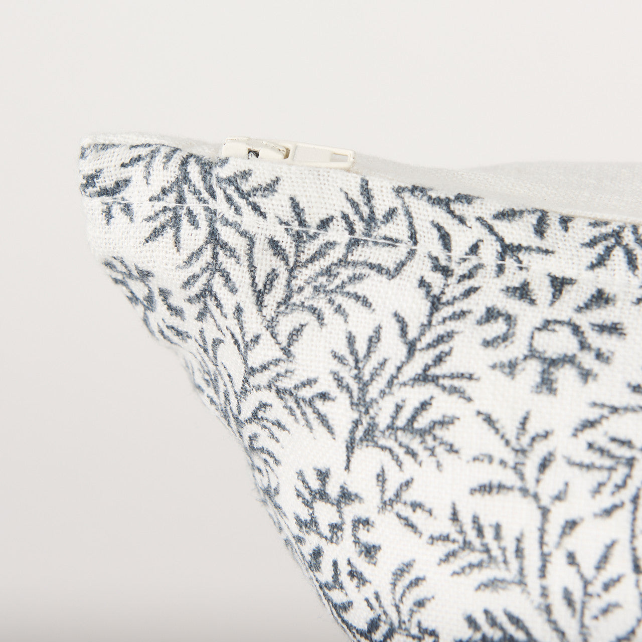 Jayne Cream w/ Indigo Print Linen Lumbar Decorative Pillow Cover
