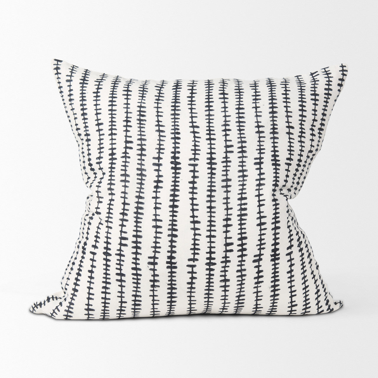 Jenna Cream w/ Black Print Linen Square Decorative Pillow Cover