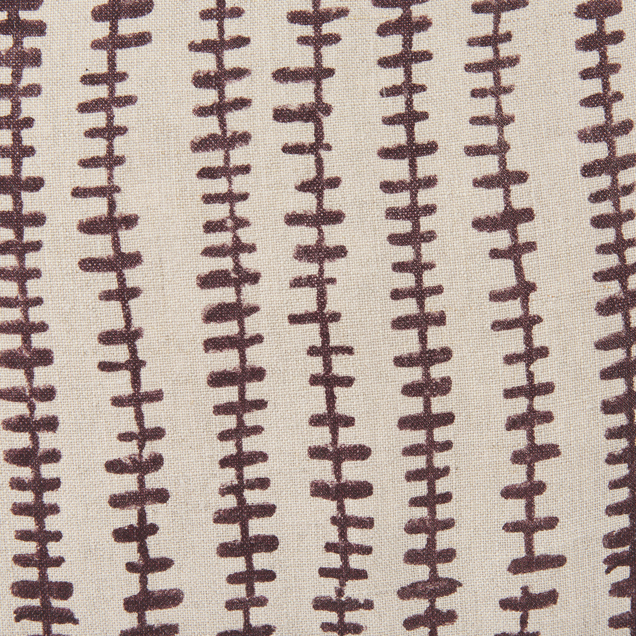 Jenna Beige w/ Merlot Print Linen Square Decorative Pillow Cover