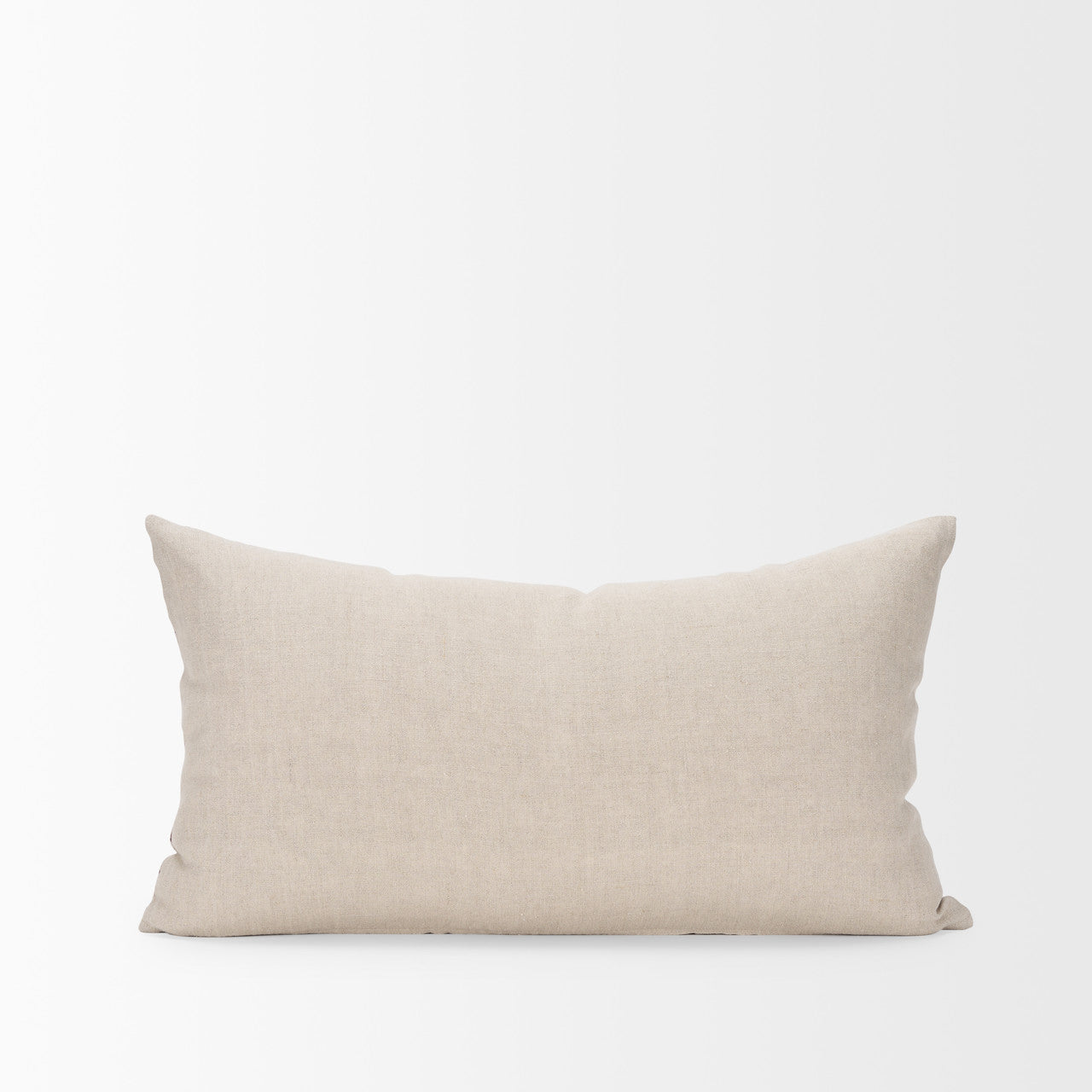 Jenna Beige w/ Merlot Print Linen Lumbar Decorative Pillow Cover