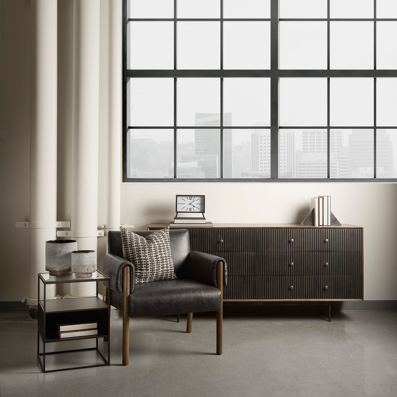 Grace 70Wx18.5Lx31.25H Two-Tone Brown Solid Wood 6 Drawer Sideboard