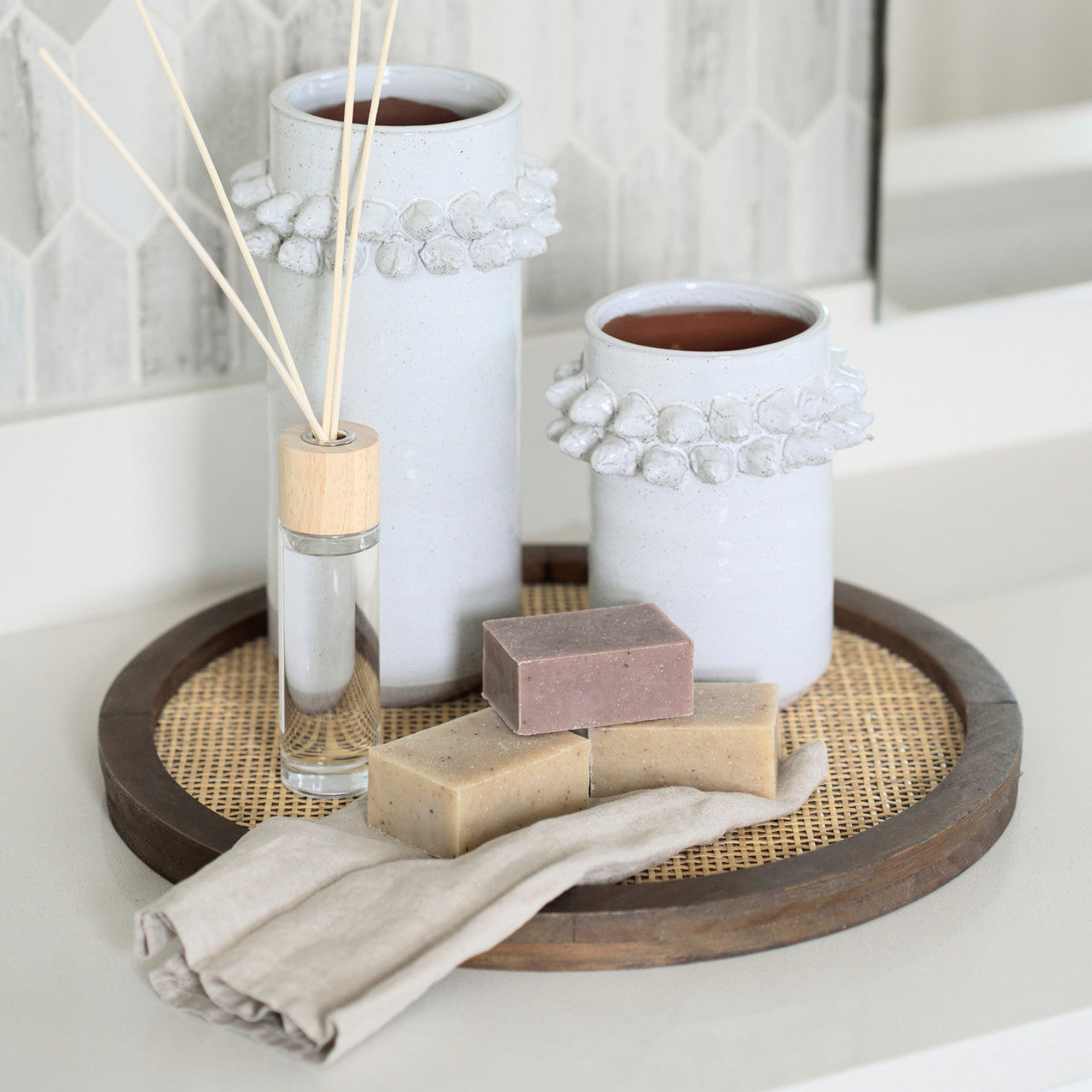 Farmhampton Small Gray Spoked Ceramic Vase
