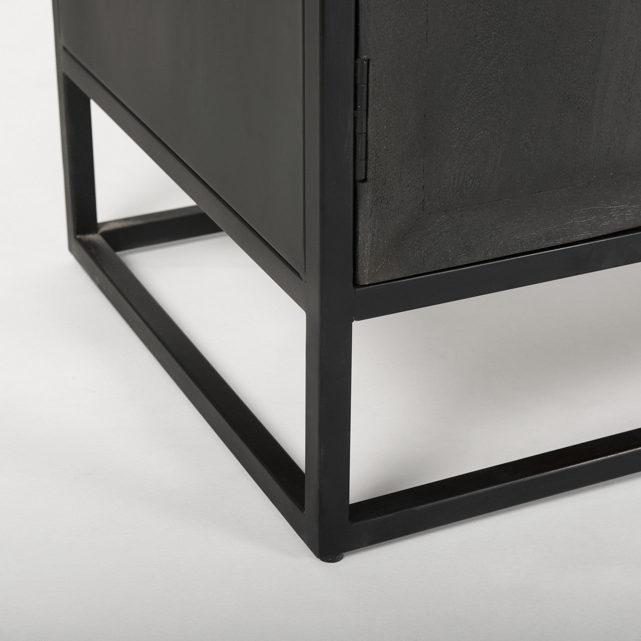 Sloan 85.5H Black Wood W/Black Metal Frame Arch Cabinet