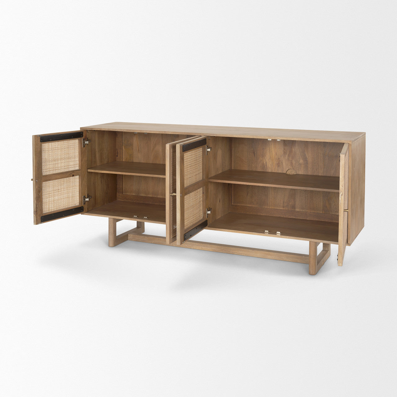 Grier 72.0L x 18.75W x 31.5H Light Brown Solid Wood W/Cane Sideboard