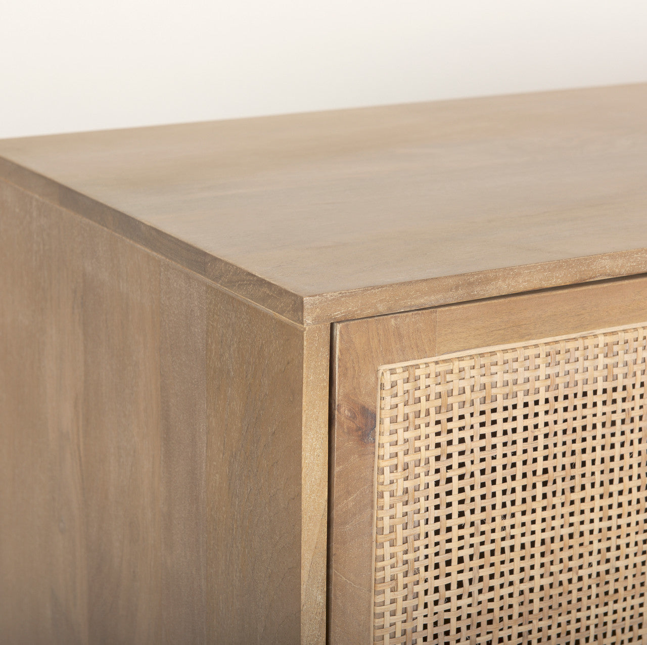 Grier 72.0L x 18.75W x 31.5H Light Brown Solid Wood W/Cane Sideboard