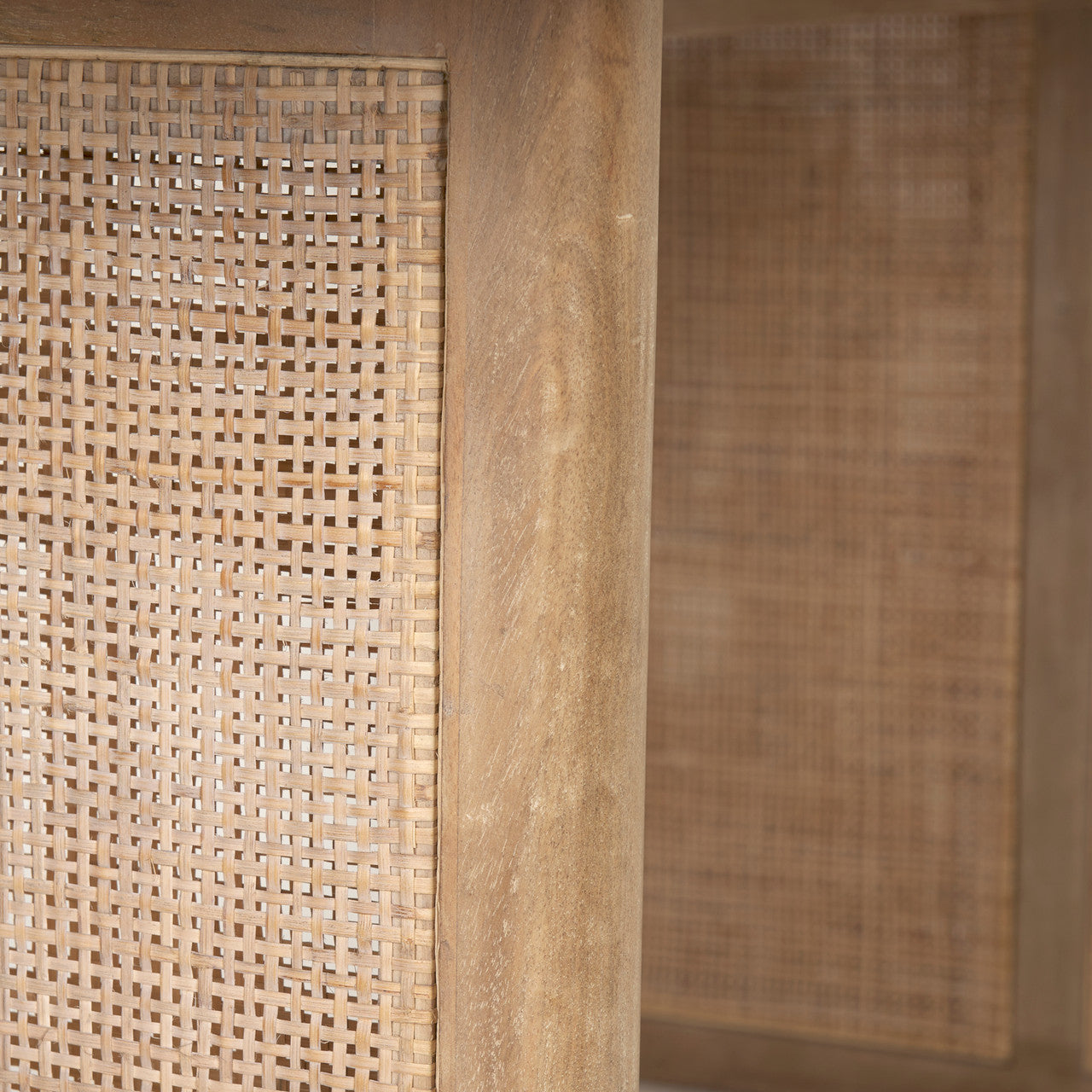 Grier 84L Light Brown Wood w/ Cane Dining Table