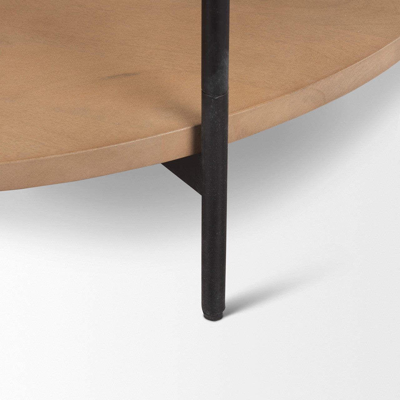 Larkin Marble Top w/ Brown Wood Shelf Round Coffee Table
