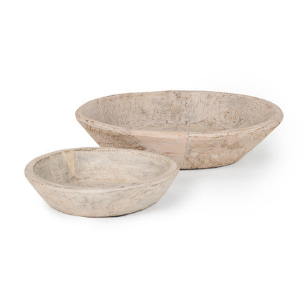 Nikita Set of 2 Large Light-Wash Reclaimed Wood Bowls