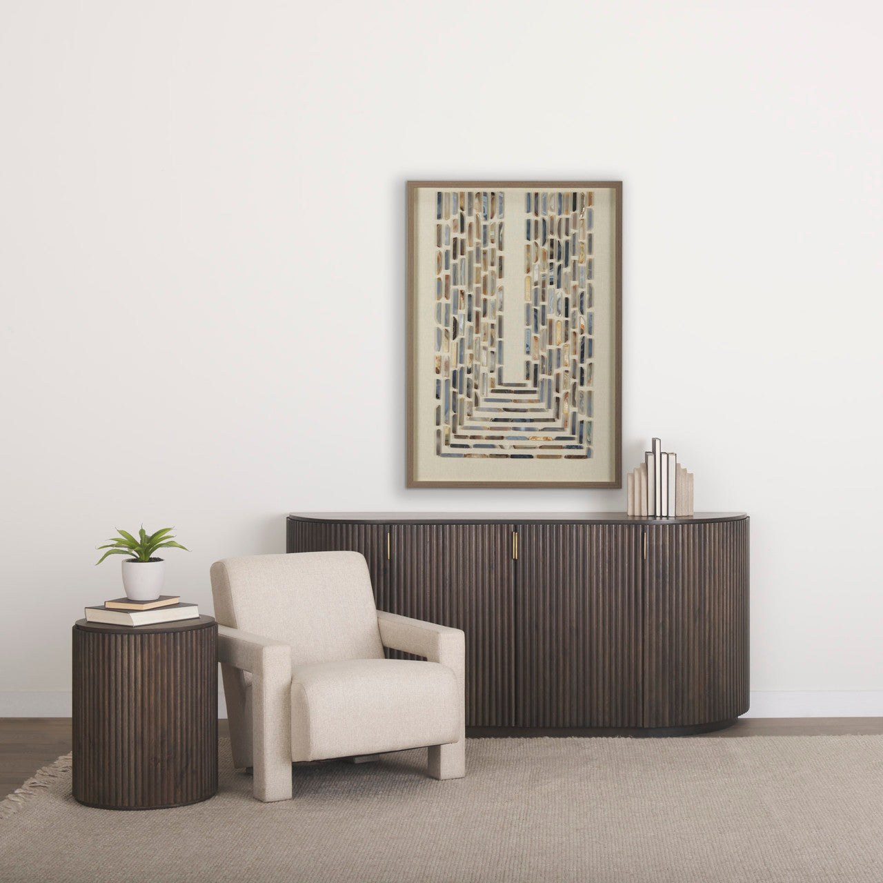 Terra 18L x 18W x 22H Dark Brown Wood Fluted Round Side Table