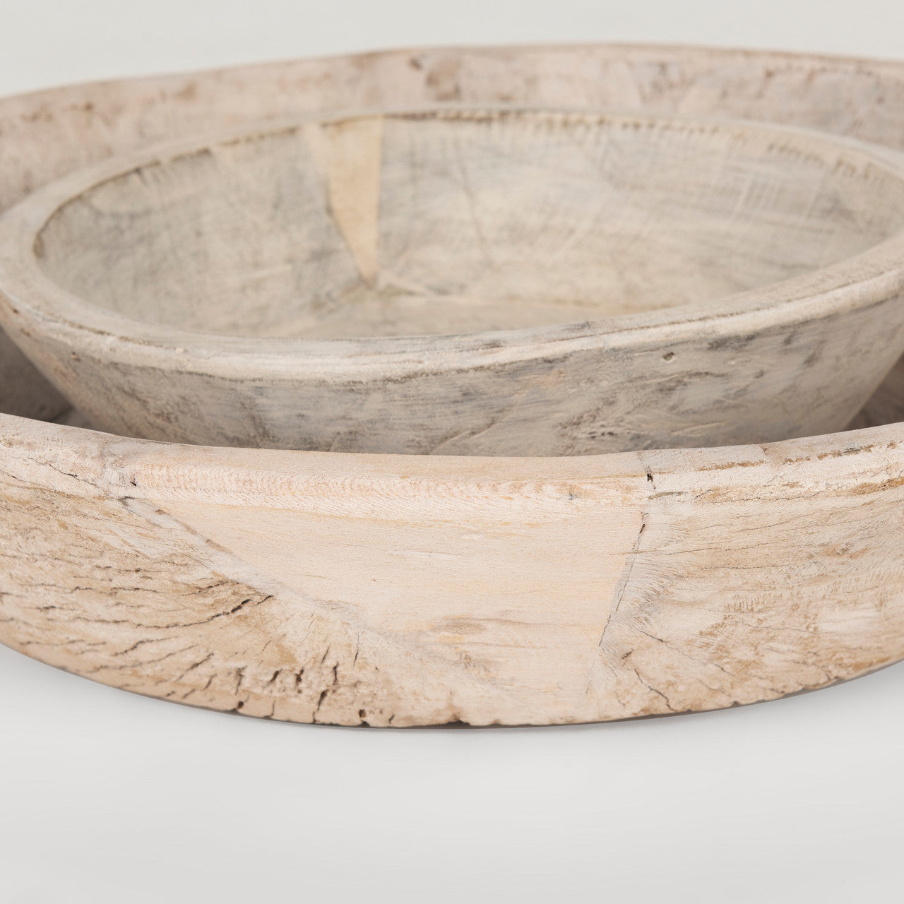Nikita Set of 2 Large Light-Wash Reclaimed Wood Bowls