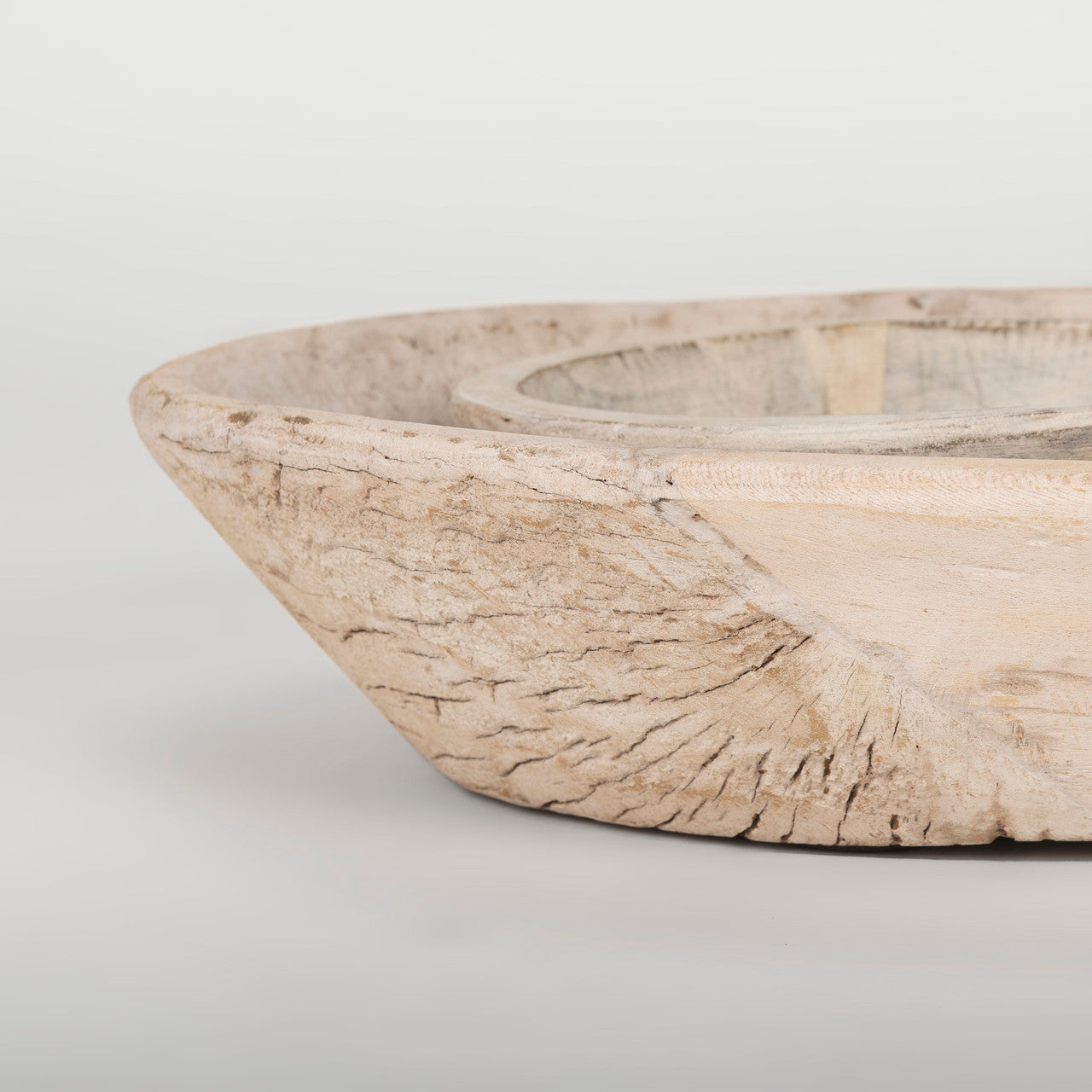 Nikita Set of 2 Large Light-Wash Reclaimed Wood Bowls