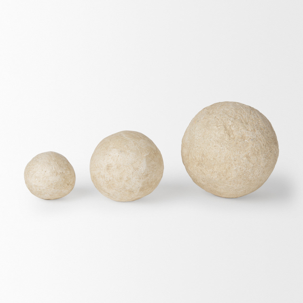 Sunita Set of 3 Beige Paper Mache Orbs