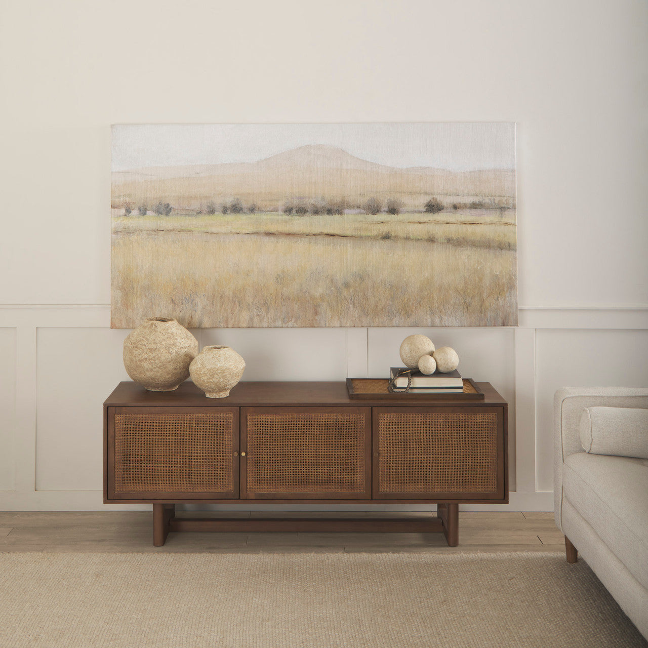 Sunita Set of 3 Beige Paper Mache Orbs