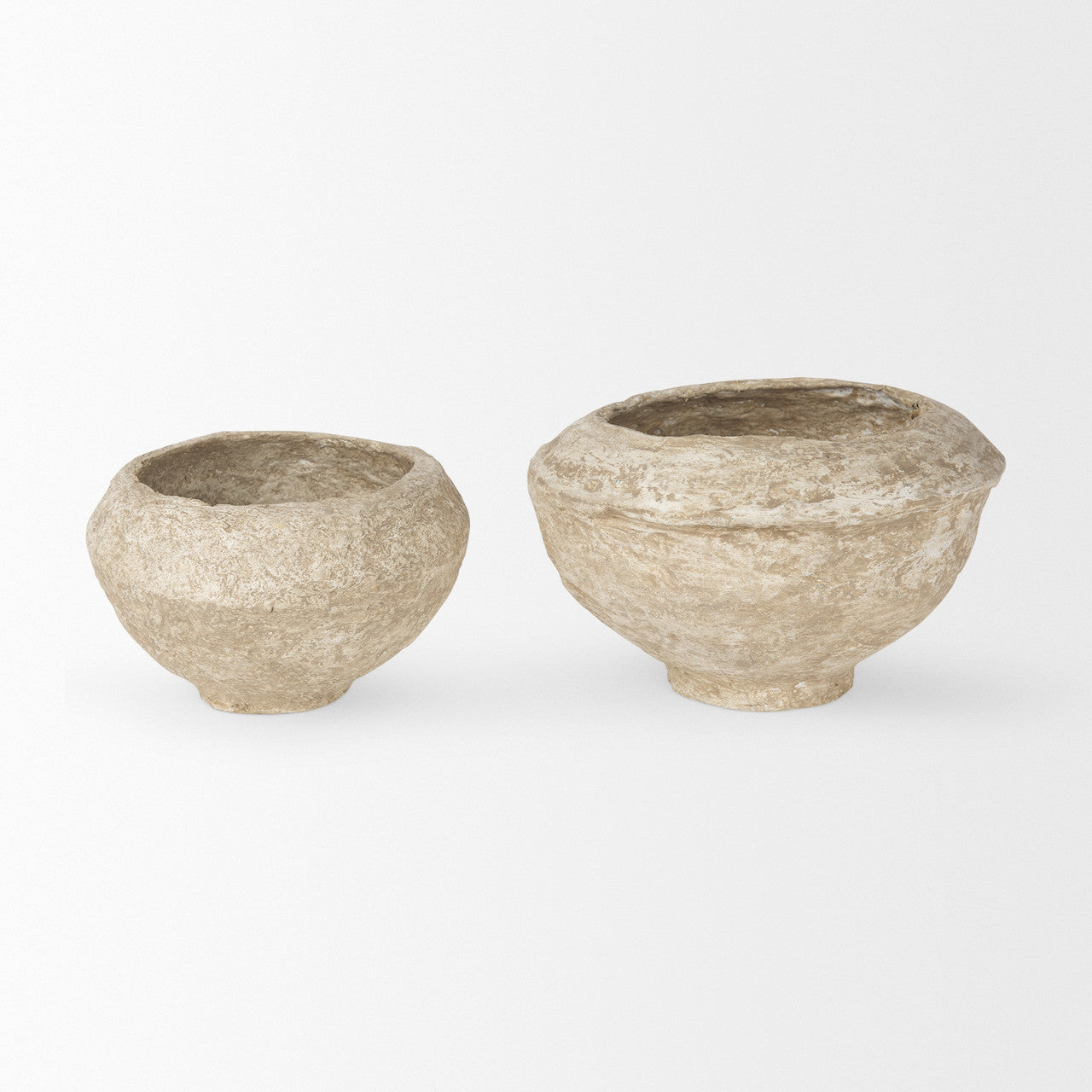 Sonu Set of 2 Beige Paper Mache Half-Pot Bowls