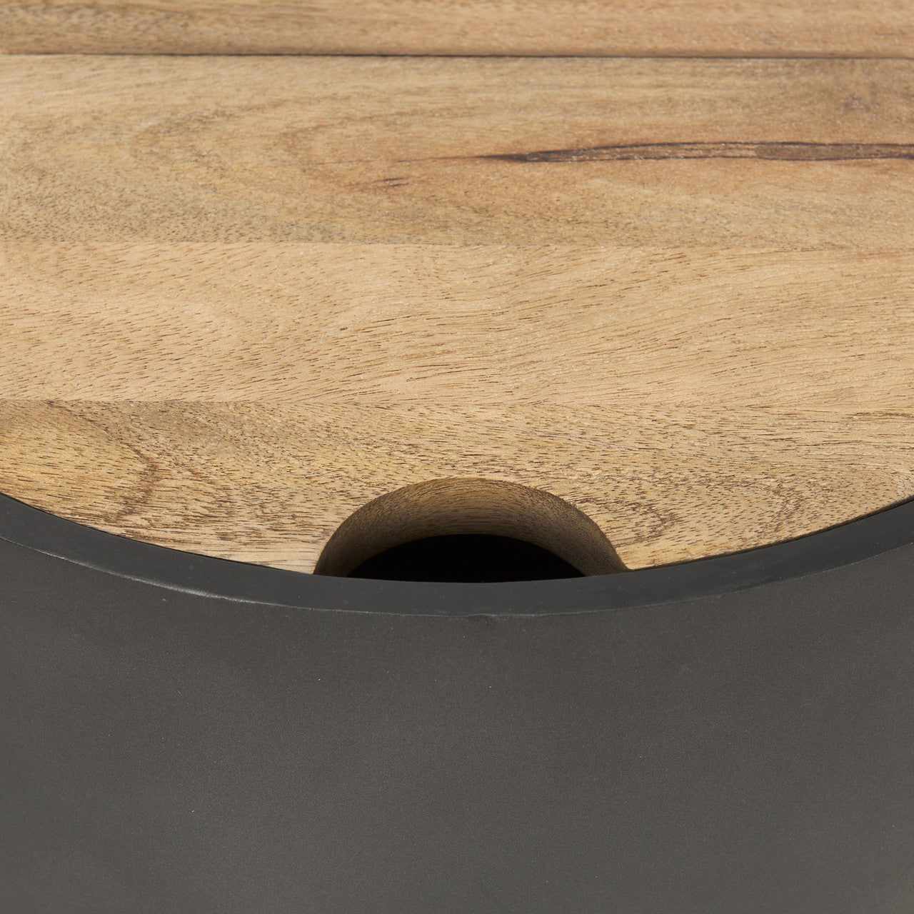 Eclipse Gunmetal Gray Drum Base w/ Brown Wood Top End/Side Table
