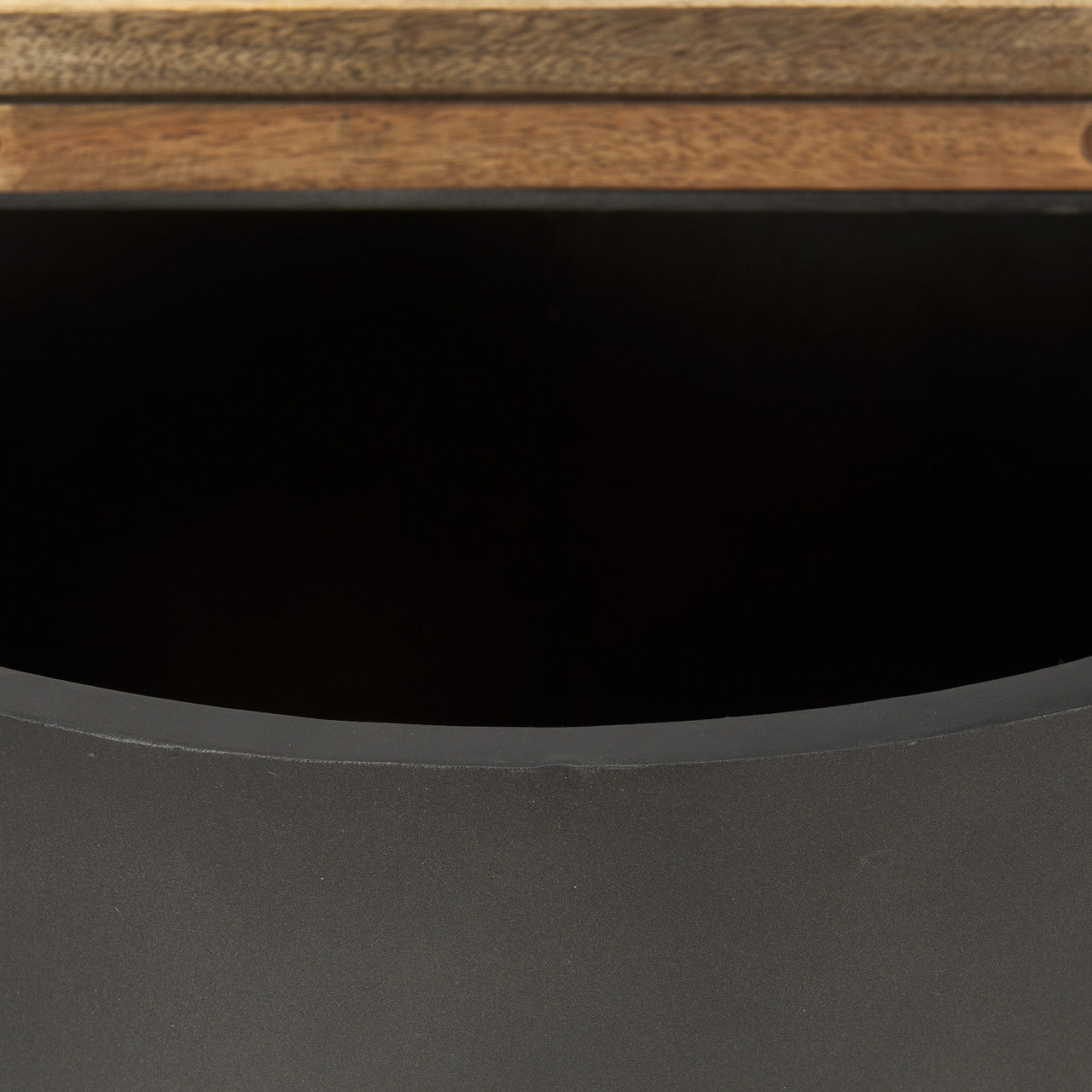 Eclipse Gunmetal Gray Drum Base w/ Brown Wood Top End/Side Table