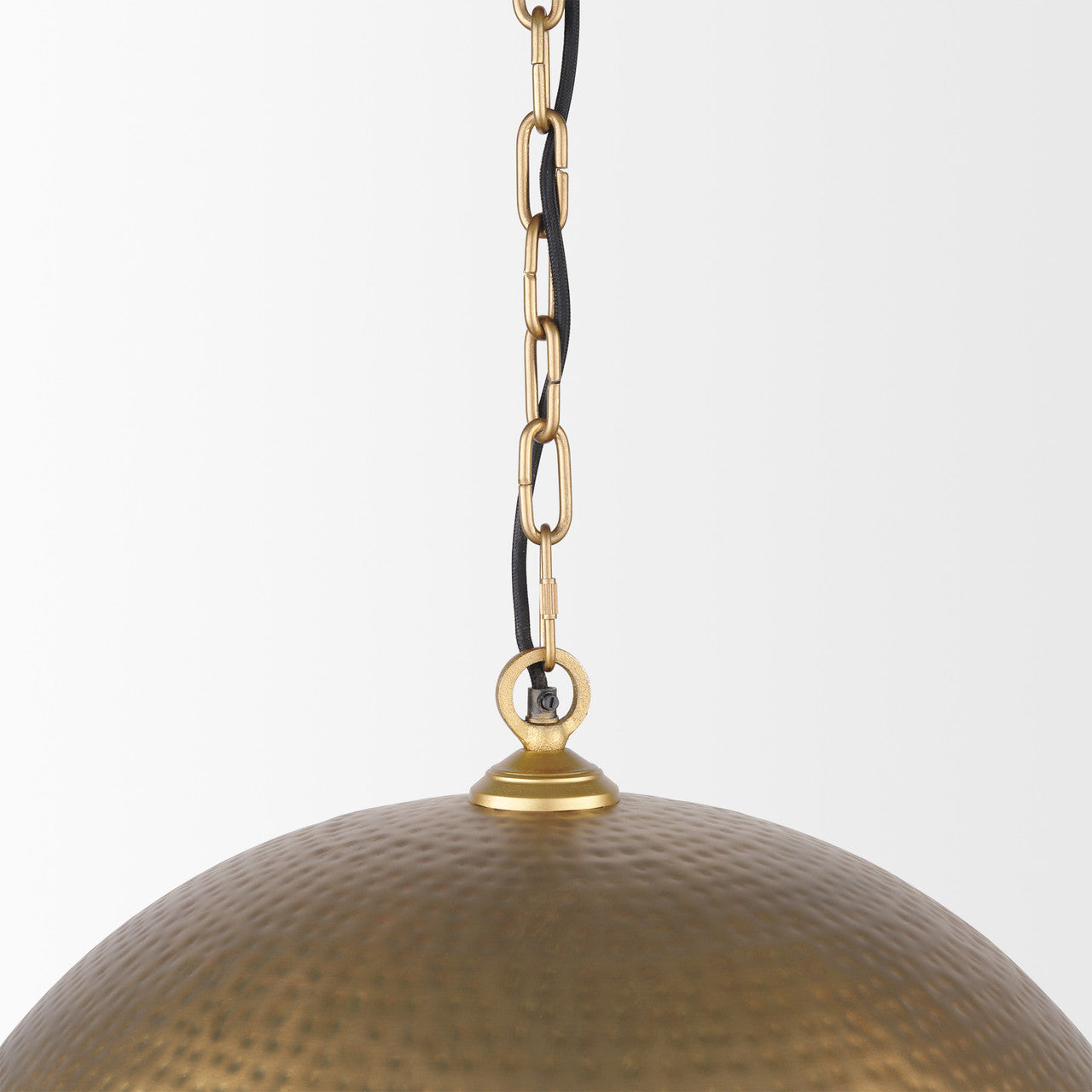 Karina 24" Round Brass-tone Hammered Metal Dome  Pendant Light