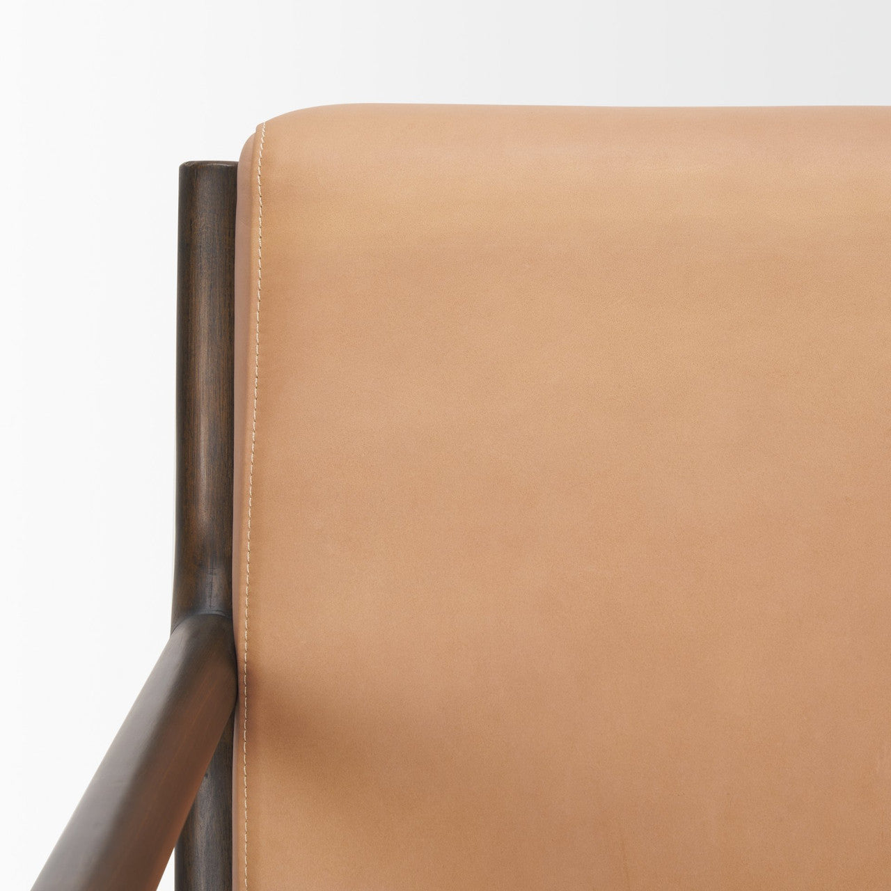 Cashel Accent Chair W/ Dark Brown Wood and Tan Genuine Leather
