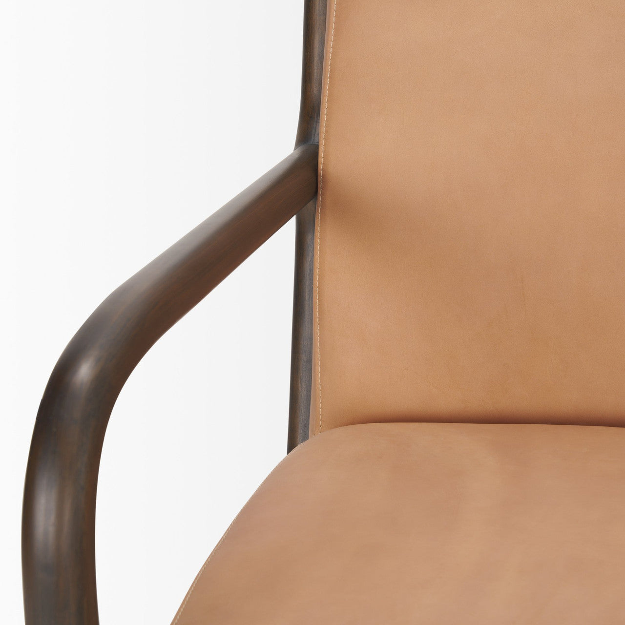 Cashel Accent Chair W/ Dark Brown Wood and Tan Genuine Leather