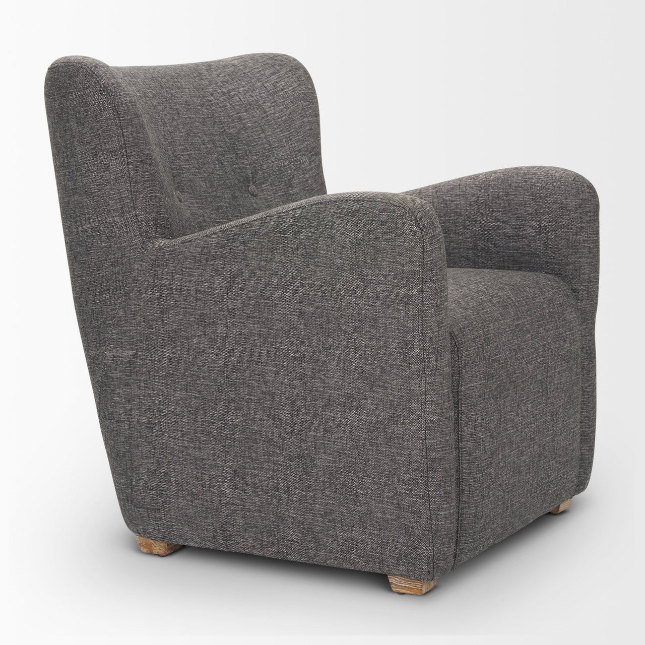 Dunstan Accent Chair Upholstered Gray Twill Fabric and Medium Brown Wood Feet