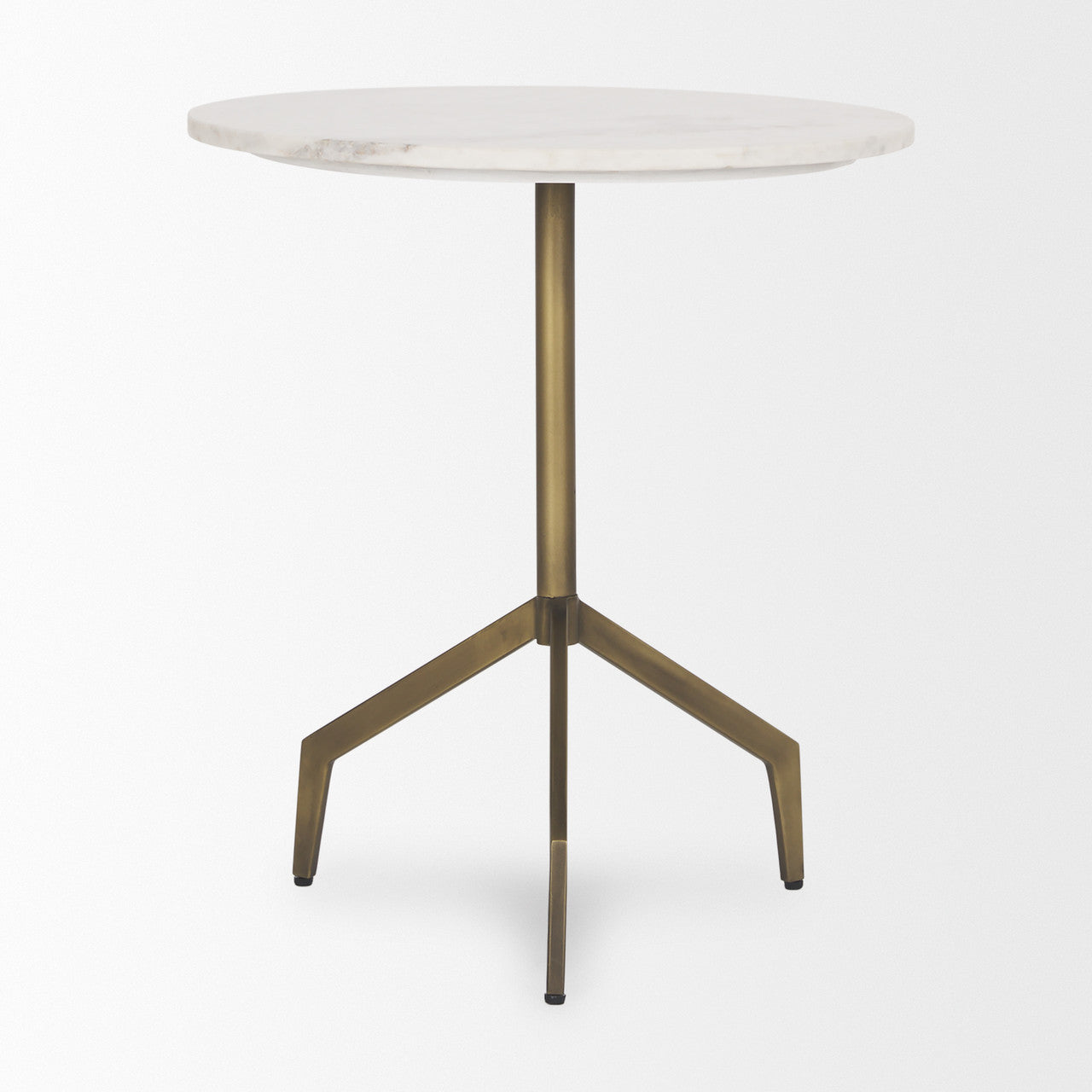 Serre Marble Top 3 Prong Gold Metal Base End Table