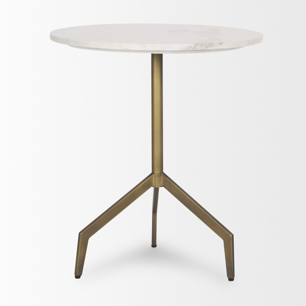 Serre Marble Top 3 Prong Gold Metal Base End Table