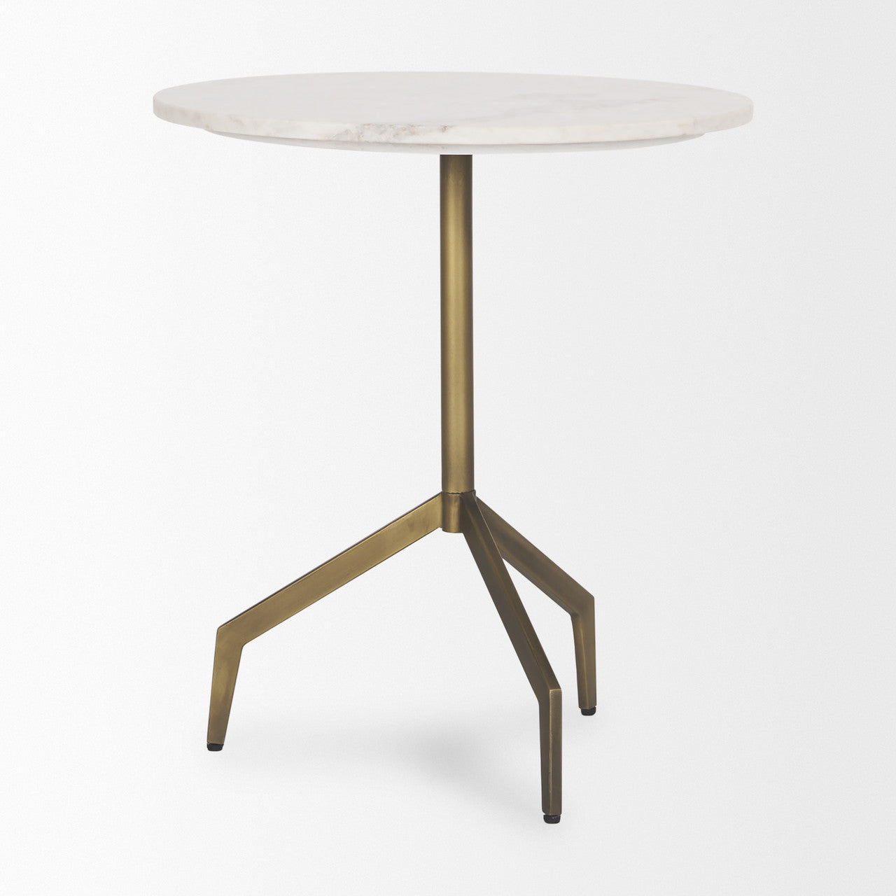 Serre Marble Top 3 Prong Gold Metal Base End Table