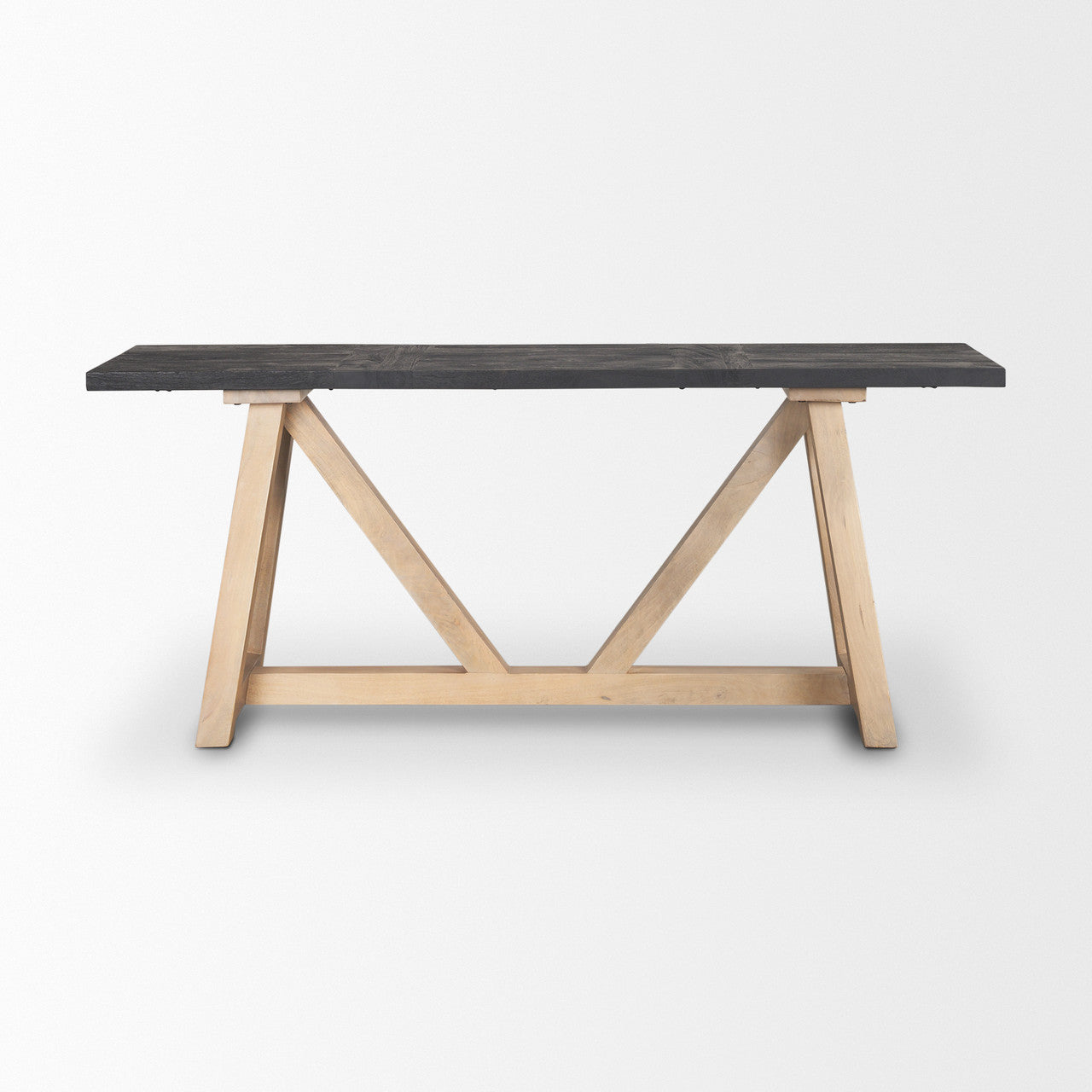 Rialto Two-Toned Black and Brown Wood Angular Leg Console Table