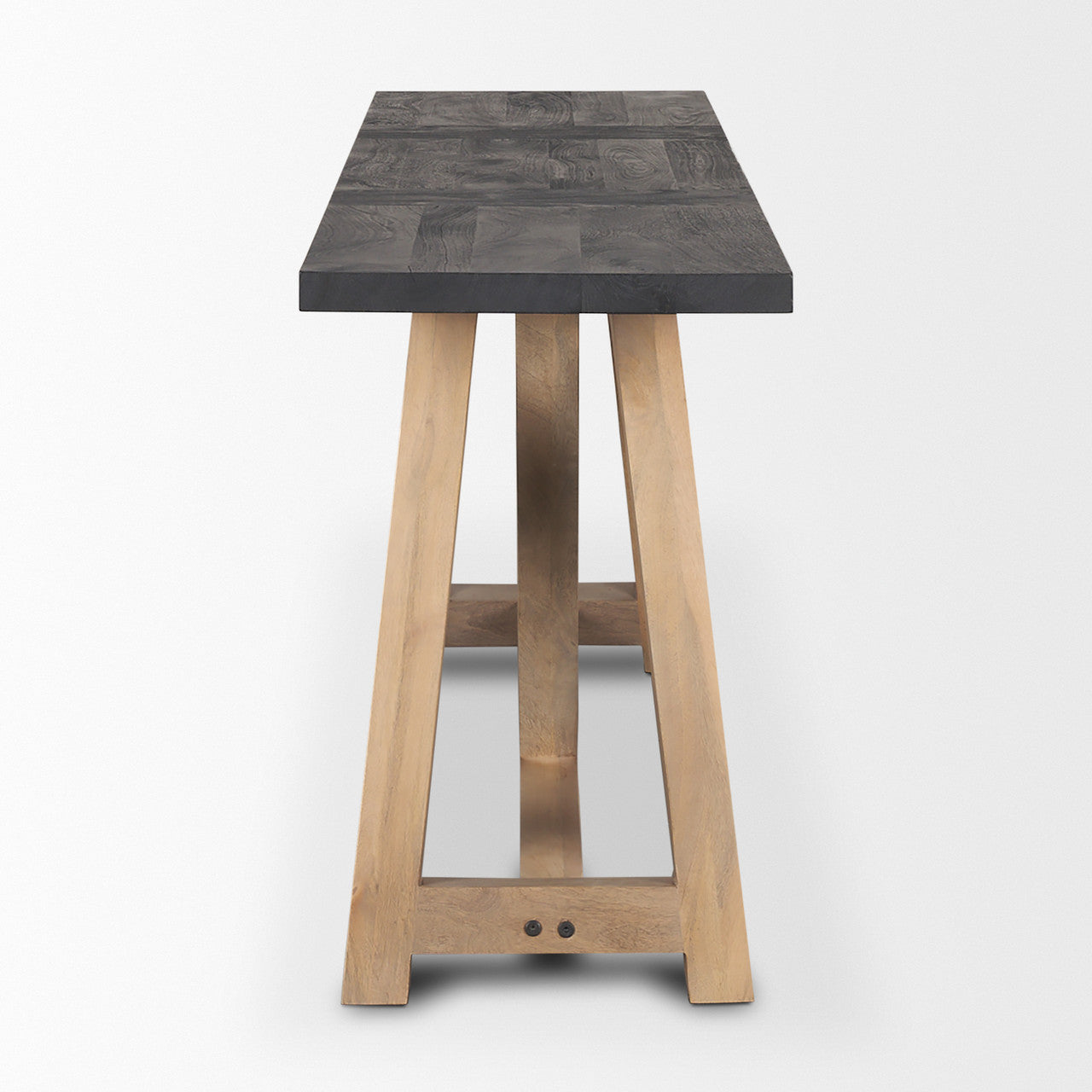 Rialto Two-Toned Black and Brown Wood Angular Leg Console Table