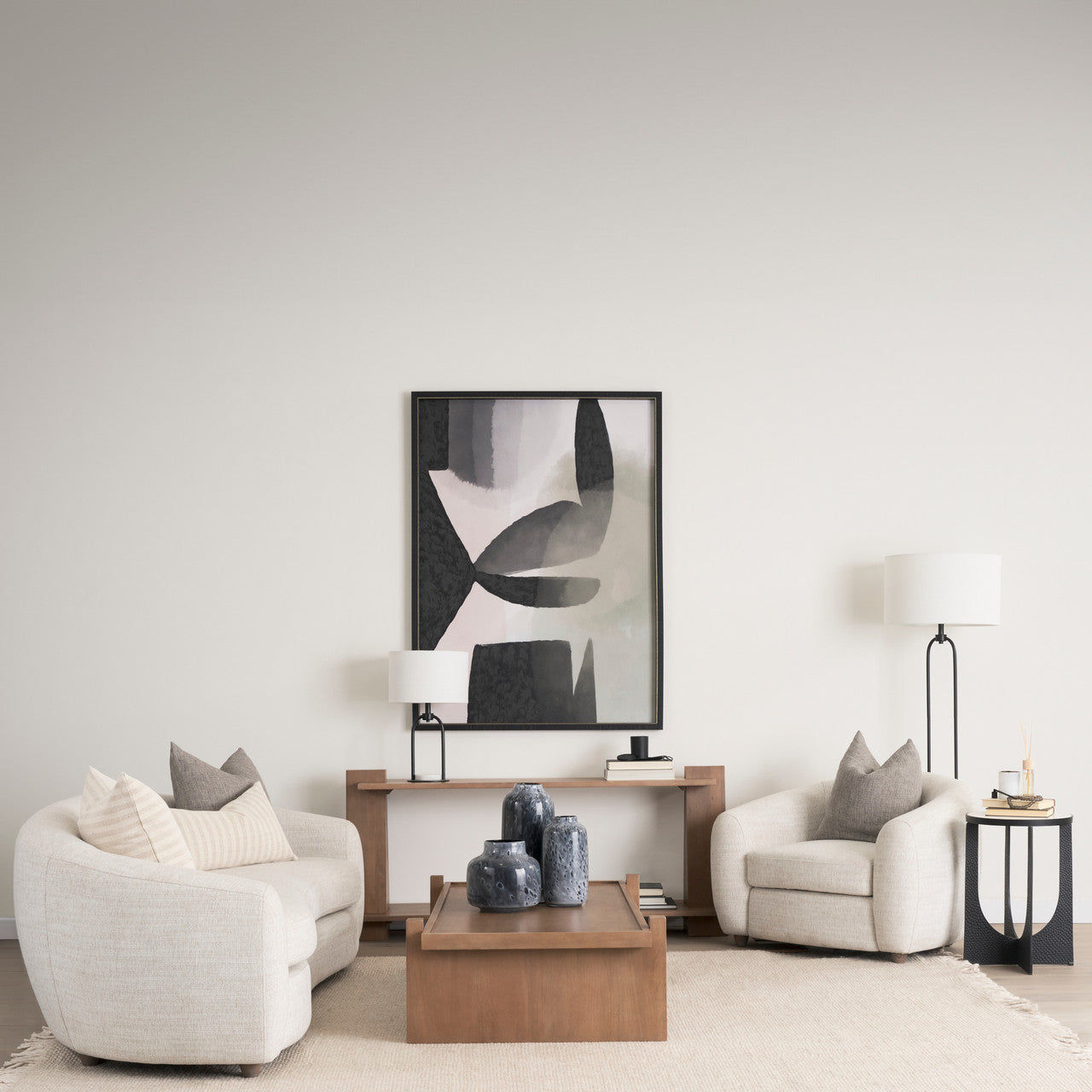 Valentina Oatmeal Upholstered Curved Accent Chair