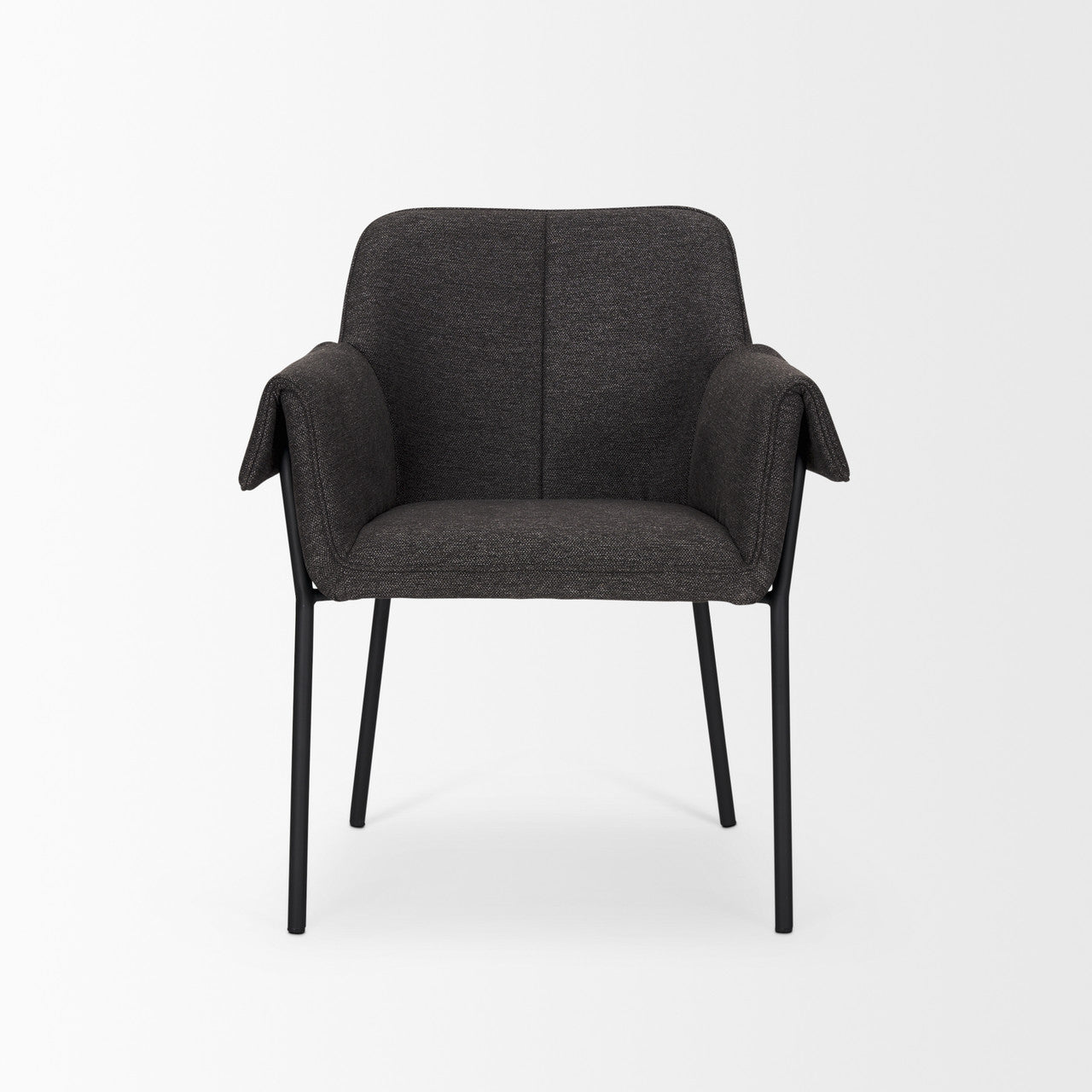 Brently Dining Chair w/ Gray Fabric & Matte Black Metal Legs