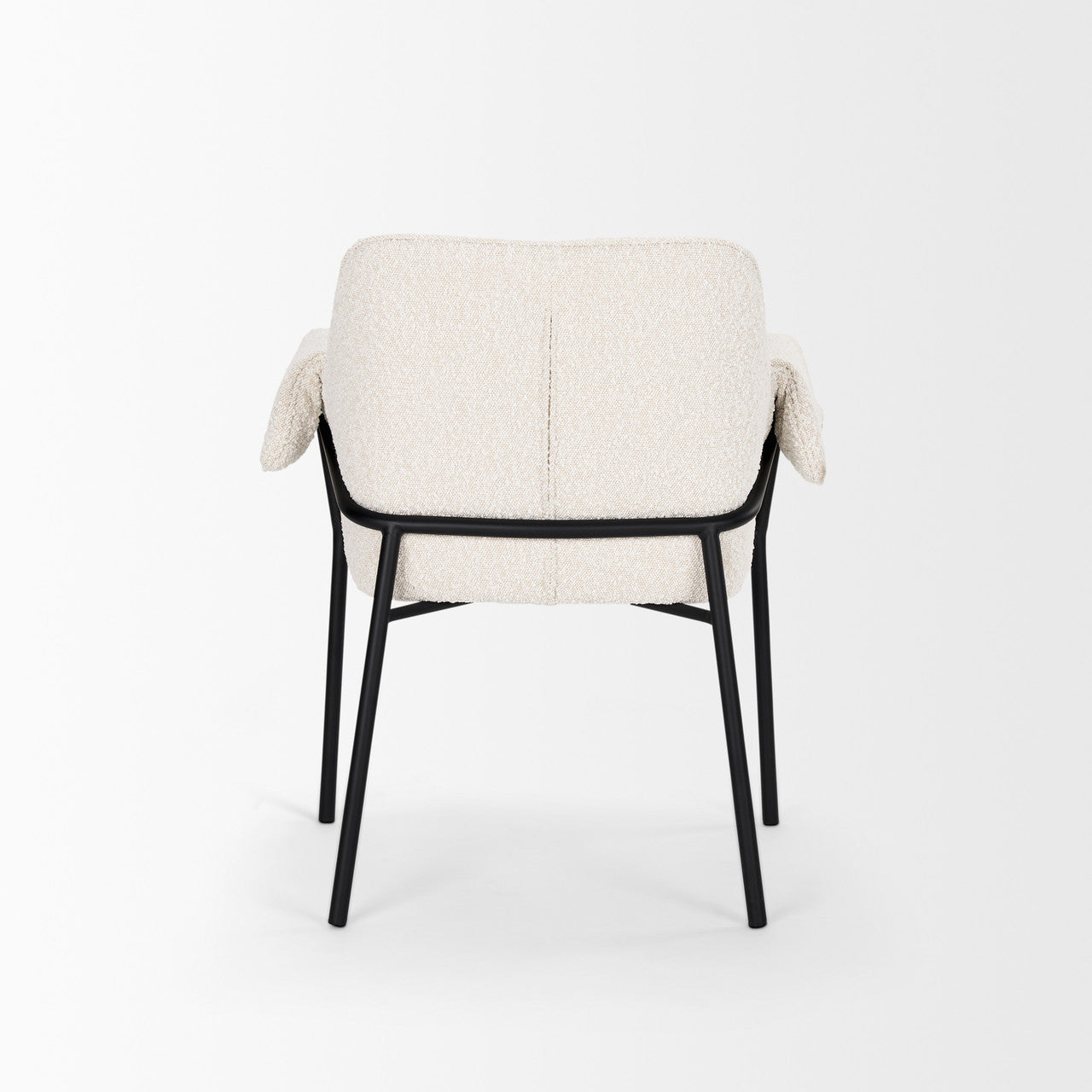 Brently Dining Chair w/ Cream Boucle Fabric & Matte Black Metal Legs