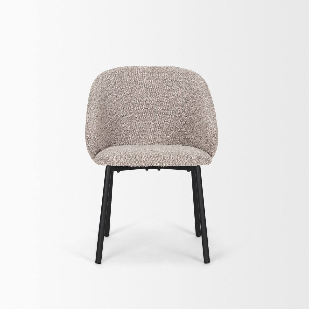 Shannon Dining Chair w/ Taupe Boucle Fabric & Matte Black Metal